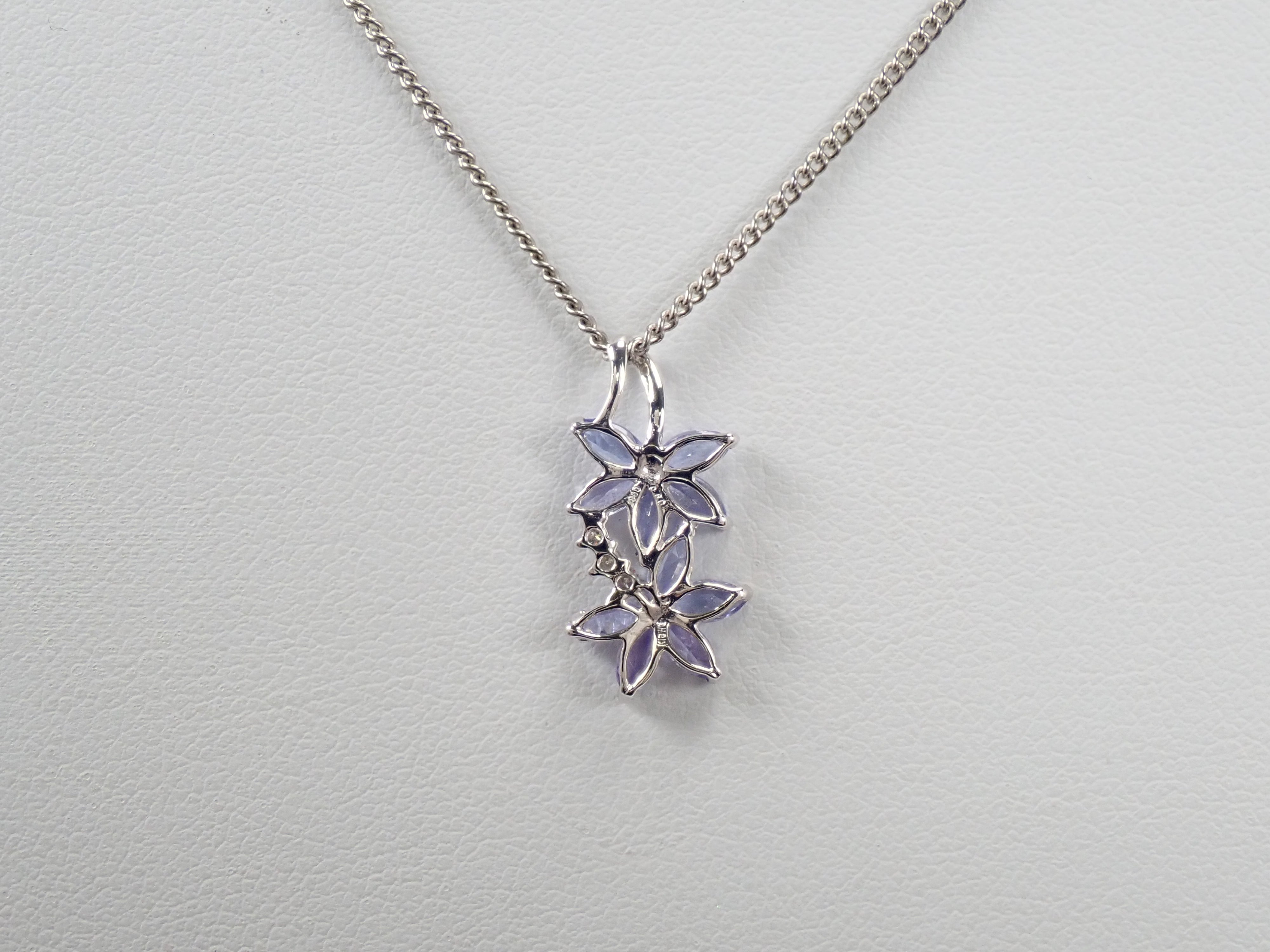 【7/20 22時販売】【カラフリ】K18WG タンザナイト 0.96ct・ダイヤモンド0.03ctペンダントトップ(ネックレストップ)鑑別書