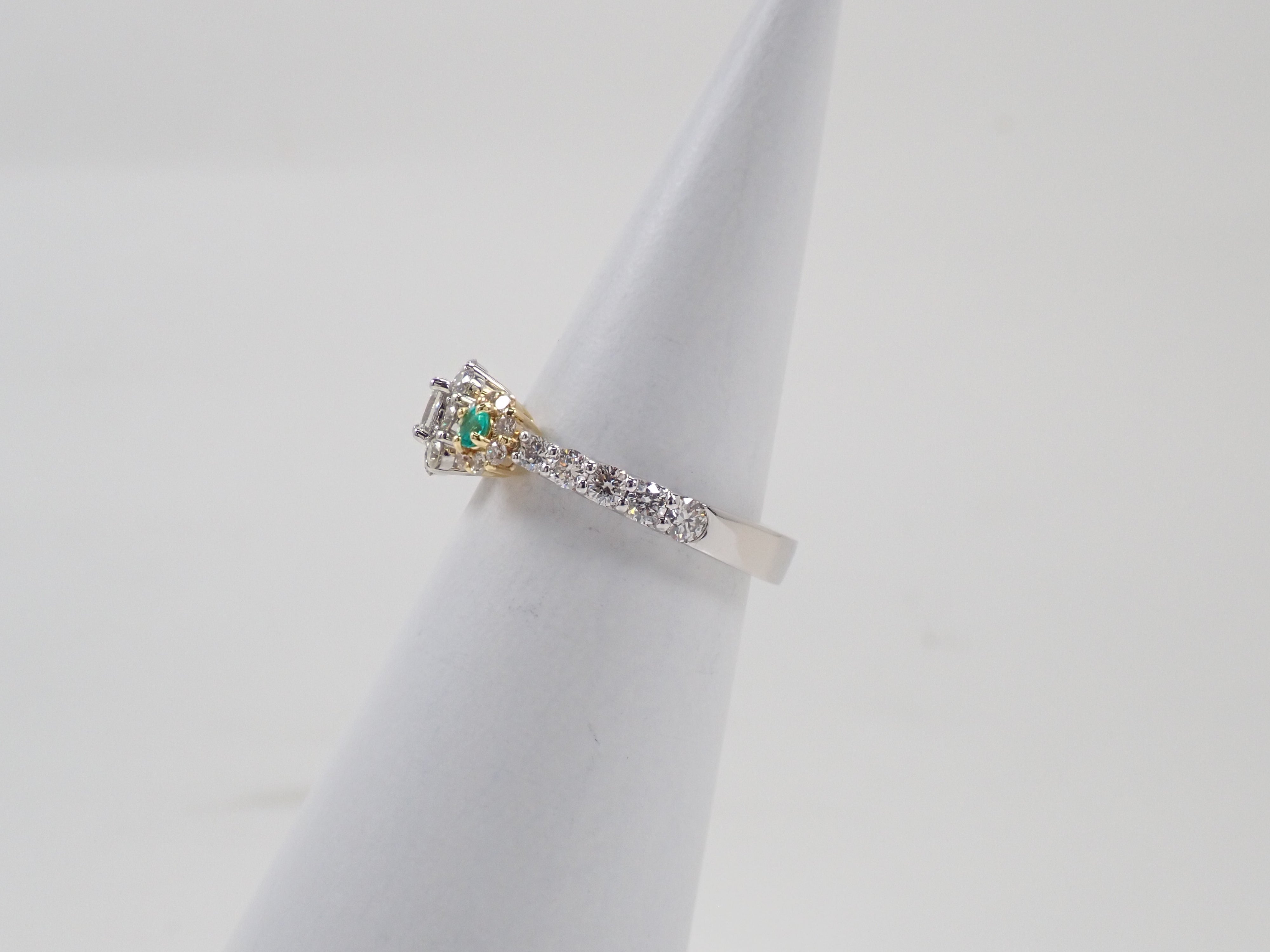 Pt950/K18 パライバトルマリン 0.11ct リング