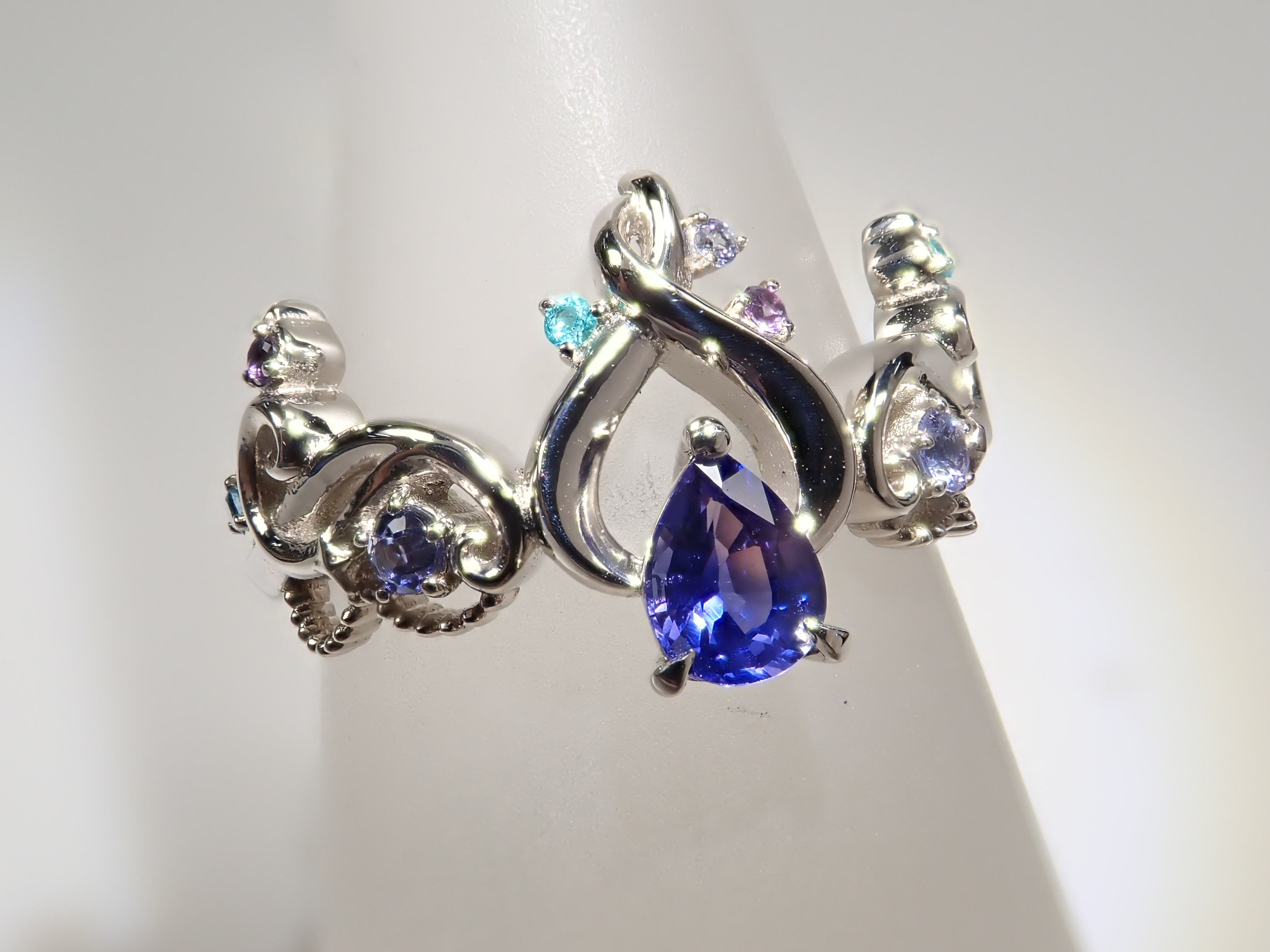 Pt950 バイカラーサファイア 0.398ct リング