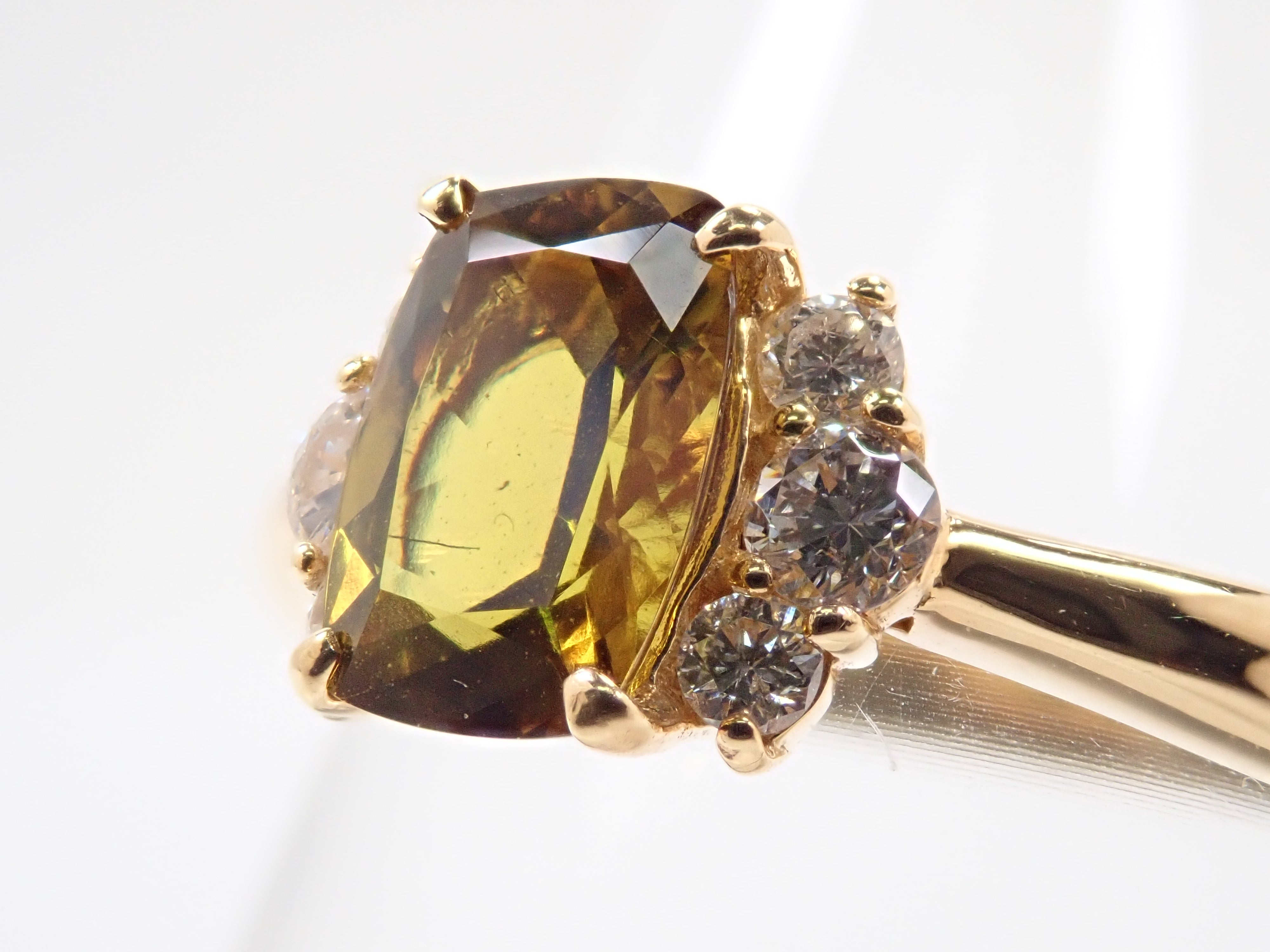 【抽選販売0731_13】【カラフリ】K18YG アイドクレース 0.908ct リング 鑑別書