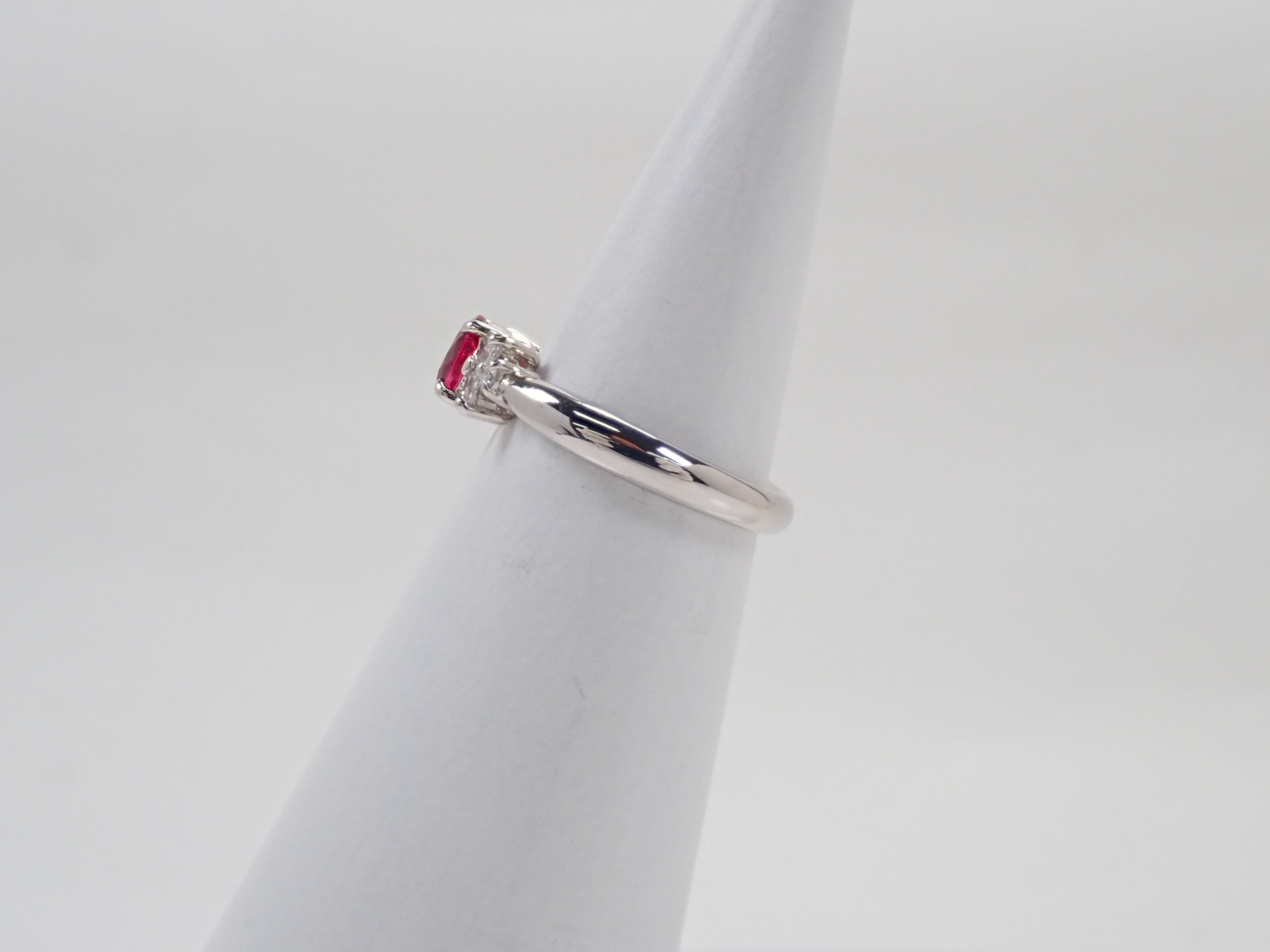 Pt900 ルビー 0.69ct・ダイヤモンド0.16ctリング 鑑別書