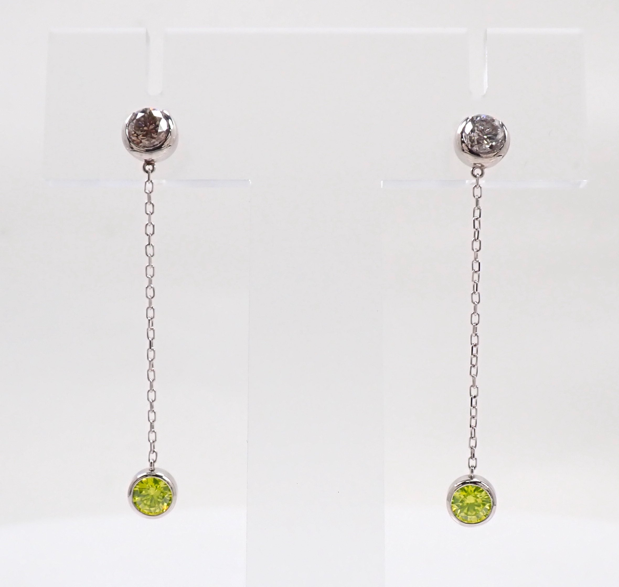 【7/30 22時販売】【カラフリ】Pt850/K14WG アップルグリーンダイヤモンド0.38ct・ダイヤモンド0.50ct ピアス 鑑別書