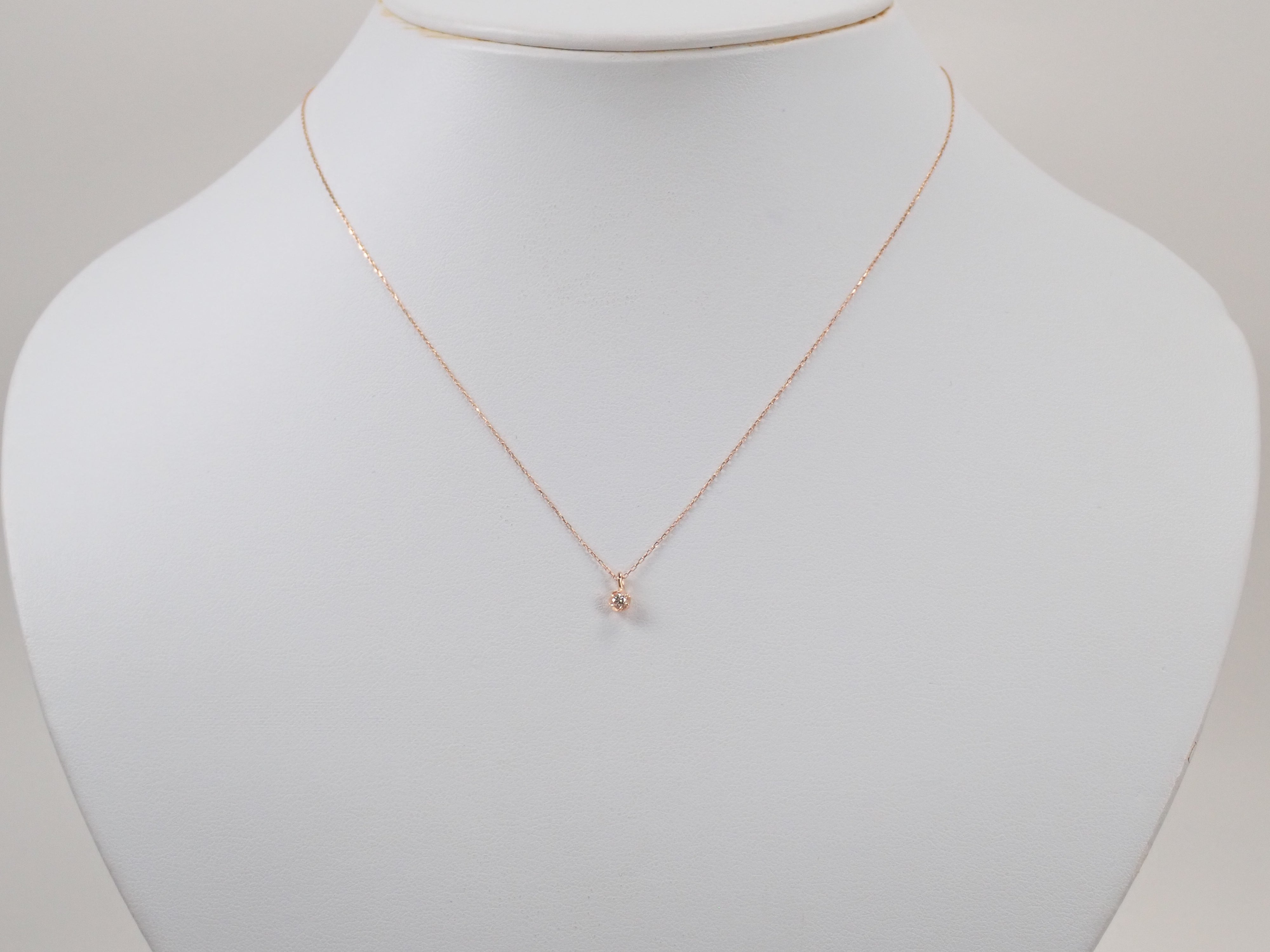 【7/30 22時販売】【カラフリ】K10PG ダイヤモンド 0.05ct 一粒ペンダント(ネックレス)