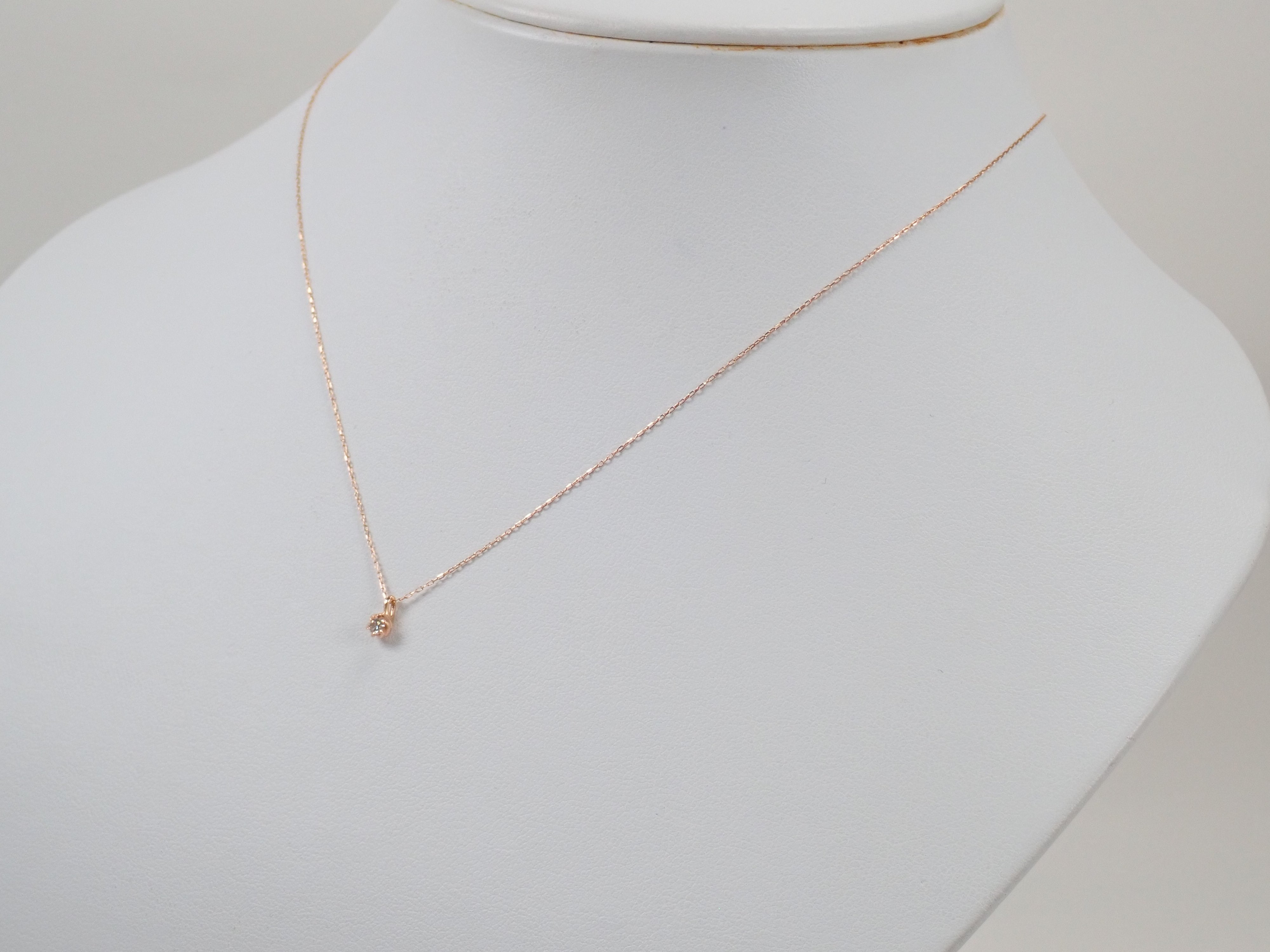 【7/30 22時販売】【カラフリ】K10PG ダイヤモンド 0.05ct 一粒ペンダント(ネックレス)