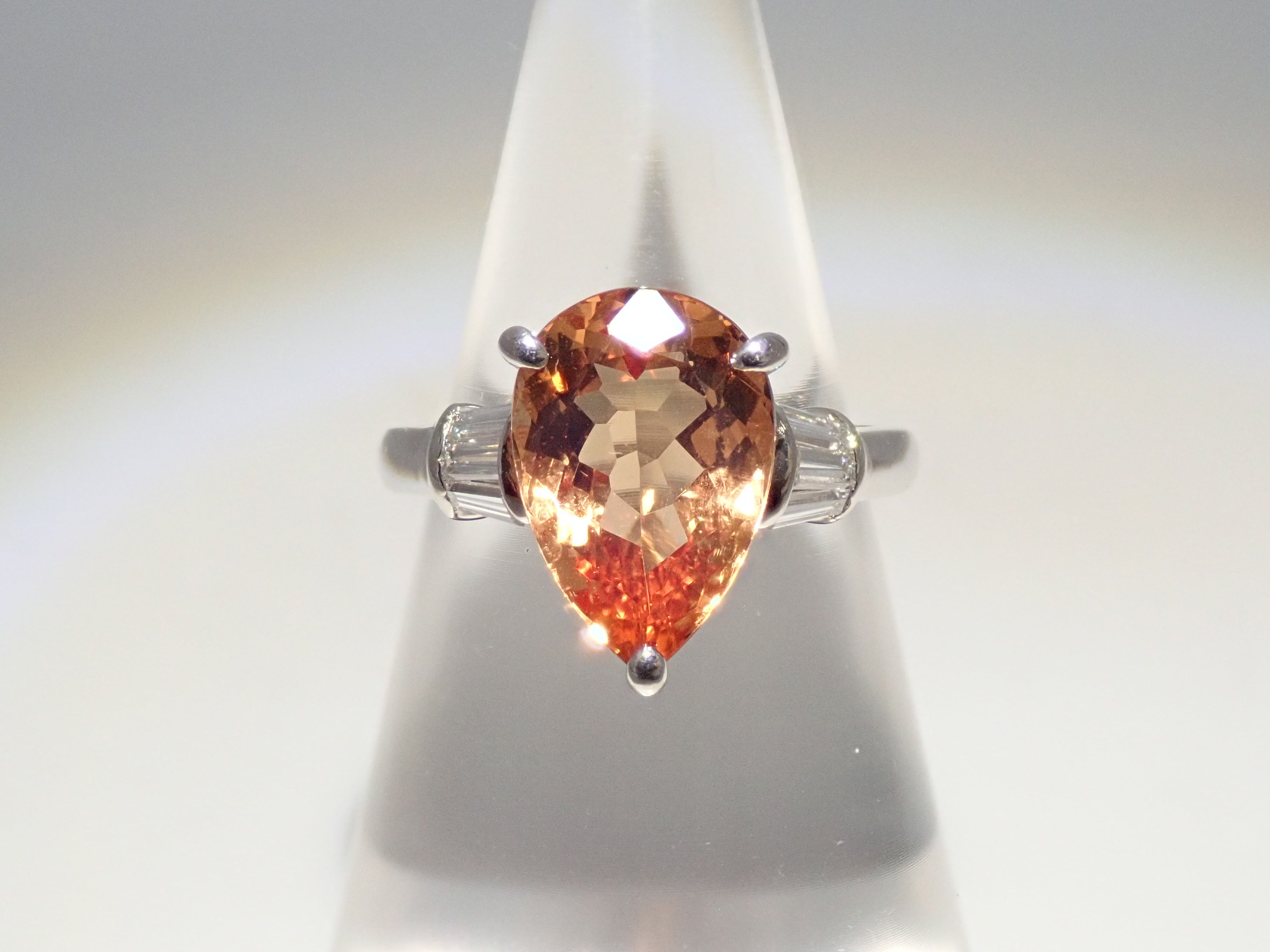 【7/29 22時販売】【カラフリ】Pt900 インペリアルトパーズ 3.88ct・ダイヤモンド0.26ct リング 鑑別書