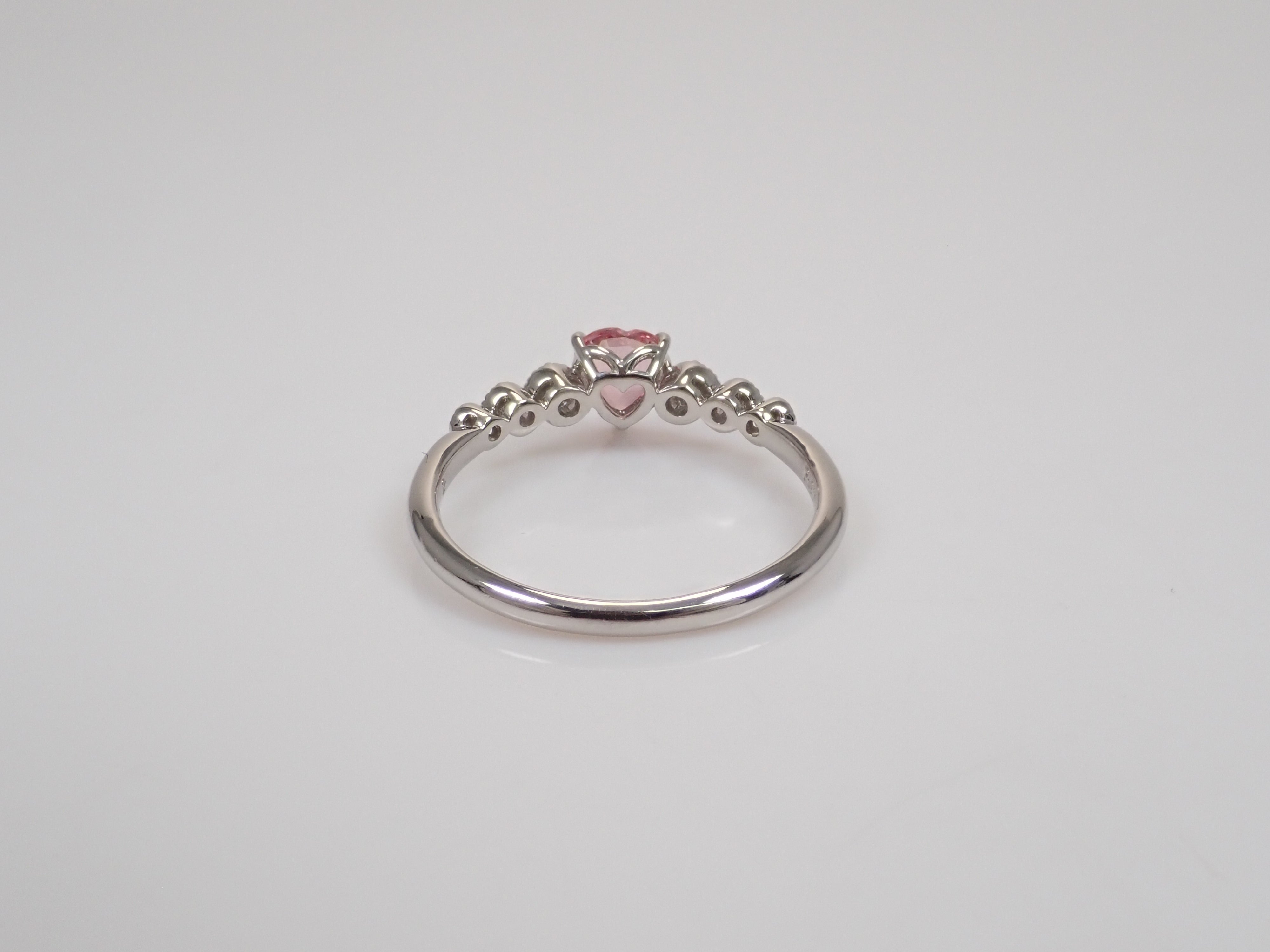 【8/6 22時販売】【カラフリ】Pt900 ピンクサファイア 0.465ct・ダイヤモンド0.12ctリング 鑑別書