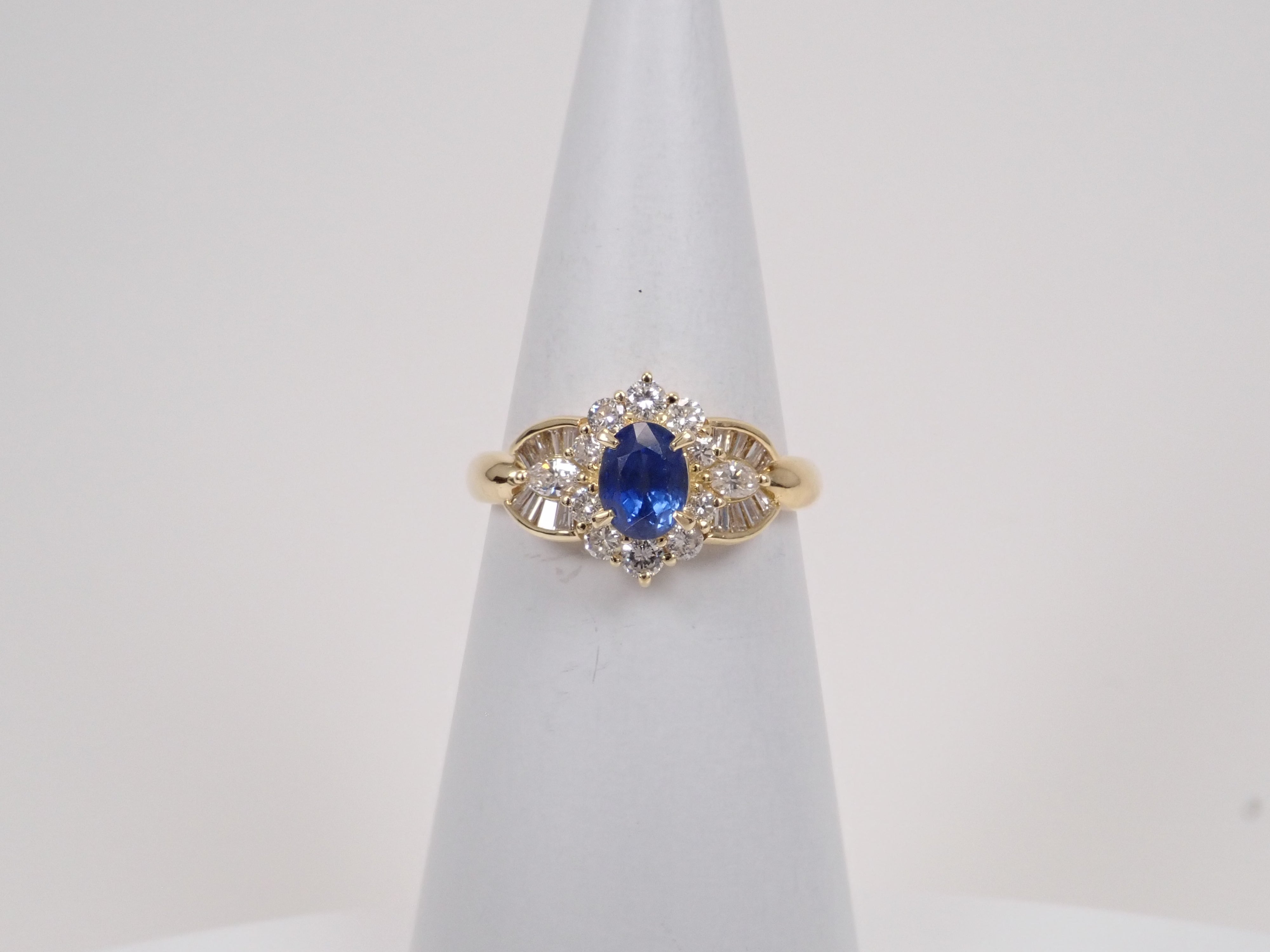 【8/6 22時販売】【カラフリ】K18 ブルーサファイア 1.13ct・ダイヤモンド0.75ctリング 鑑別書