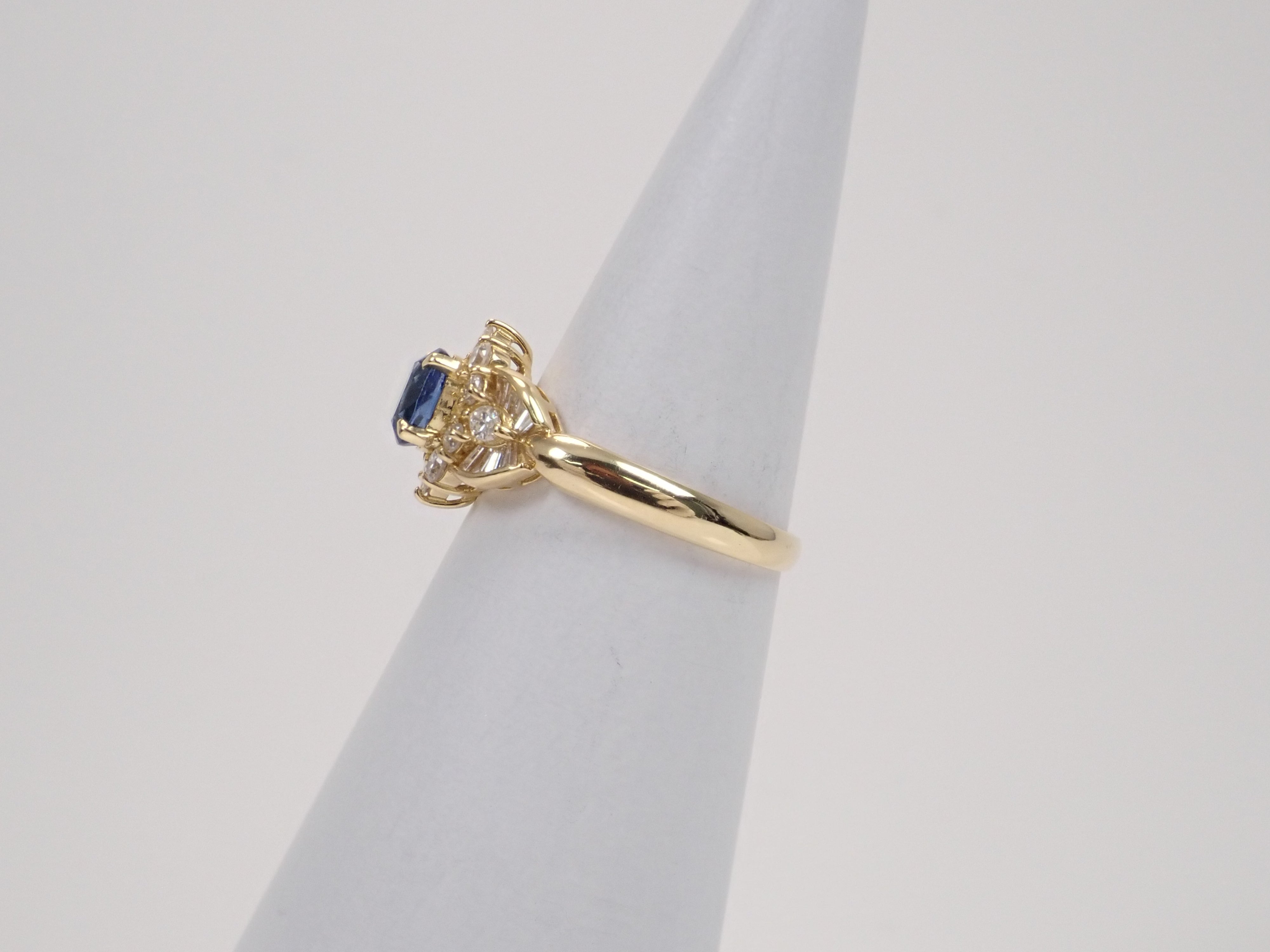 【8/6 22時販売】【カラフリ】K18 ブルーサファイア 1.13ct・ダイヤモンド0.75ctリング 鑑別書