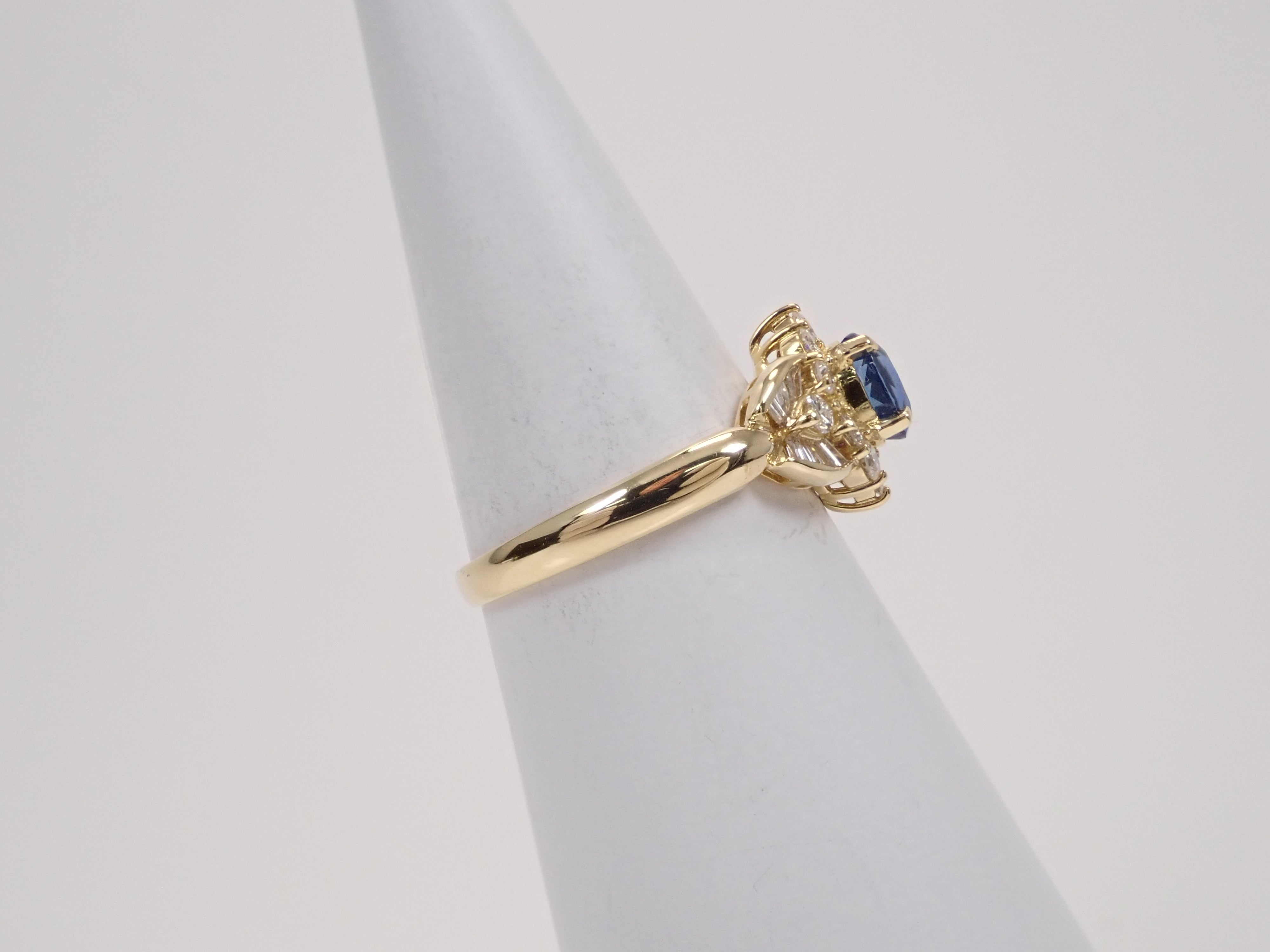 【8/6 22時販売】【カラフリ】K18 ブルーサファイア 1.13ct・ダイヤモンド0.75ctリング 鑑別書