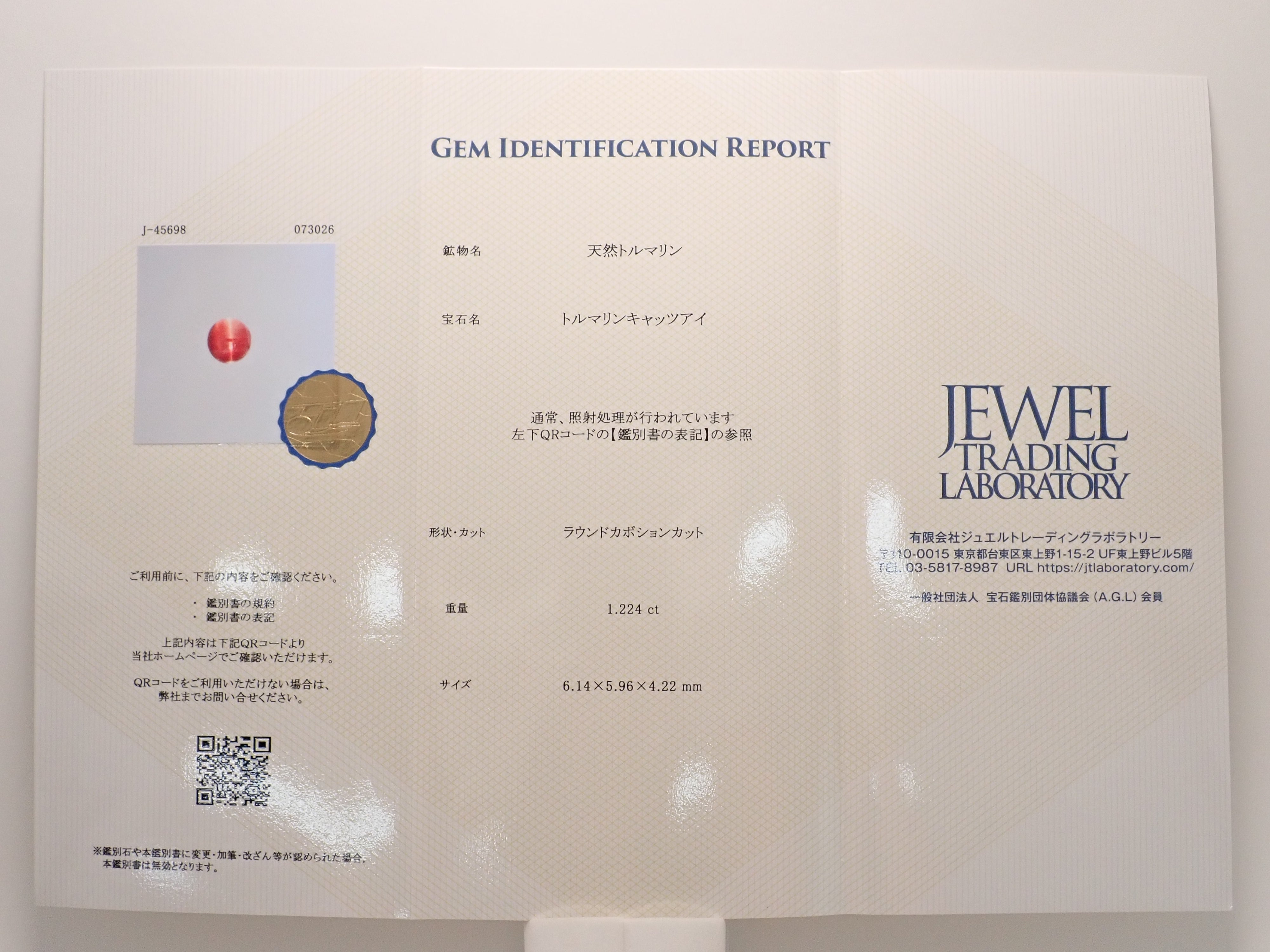 【12564065掲載】ブラジル産トルマリンキャッツアイ 0.689ctルース