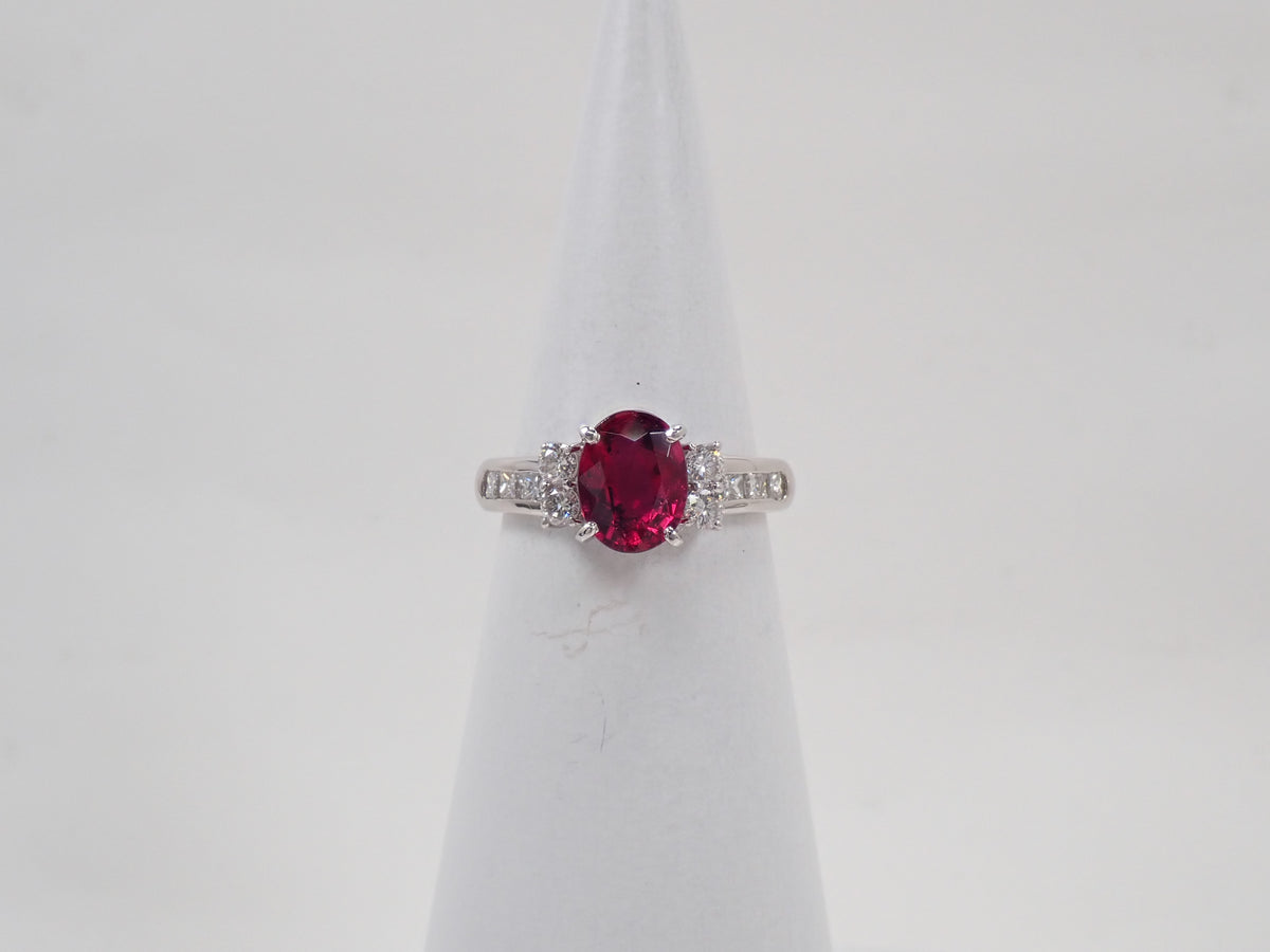 【10/13 22時販売】【カラフリ】Pt900 ルベライト1.308ct・ダイヤモンド0.54ctリング 鑑別書