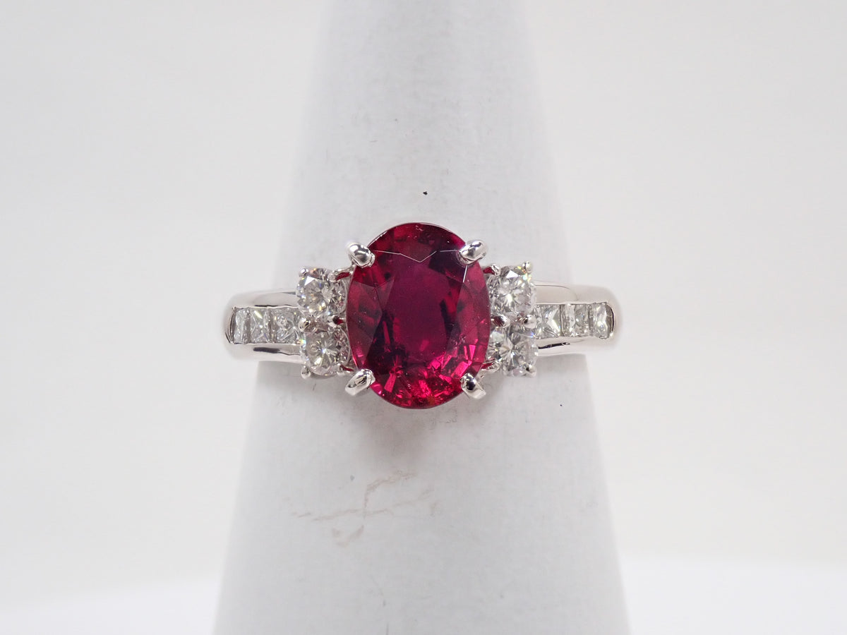 【10/13 22時販売】【カラフリ】Pt900 ルベライト1.308ct・ダイヤモンド0.54ctリング 鑑別書