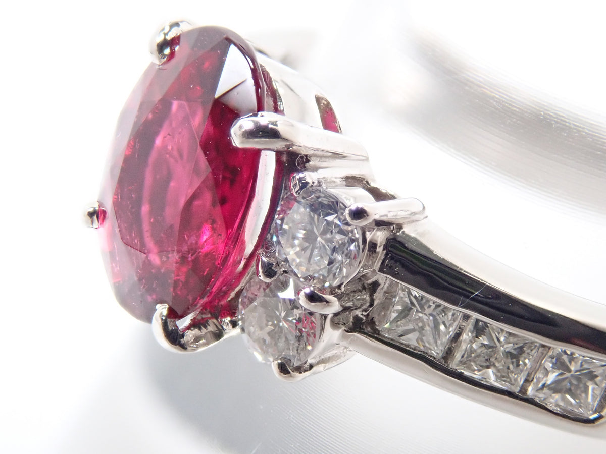 【10/13 22時販売】【カラフリ】Pt900 ルベライト1.308ct・ダイヤモンド0.54ctリング 鑑別書