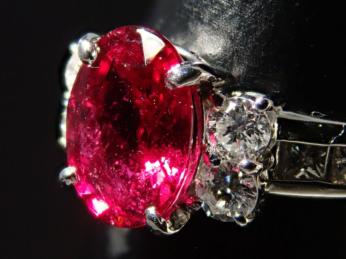 【10/13 22時販売】【カラフリ】Pt900 ルベライト1.308ct・ダイヤモンド0.54ctリング 鑑別書