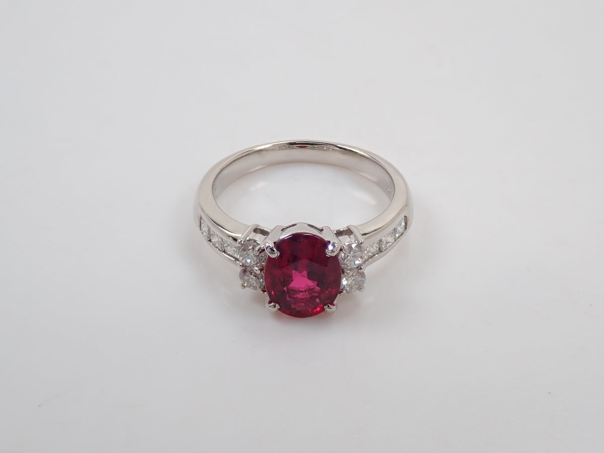 【10/13 22時販売】【カラフリ】Pt900 ルベライト1.308ct・ダイヤモンド0.54ctリング 鑑別書