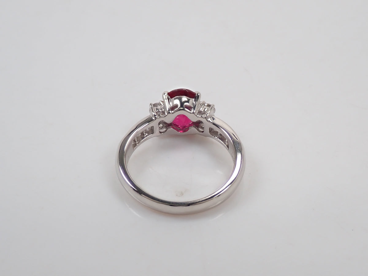 【10/13 22時販売】【カラフリ】Pt900 ルベライト1.308ct・ダイヤモンド0.54ctリング 鑑別書