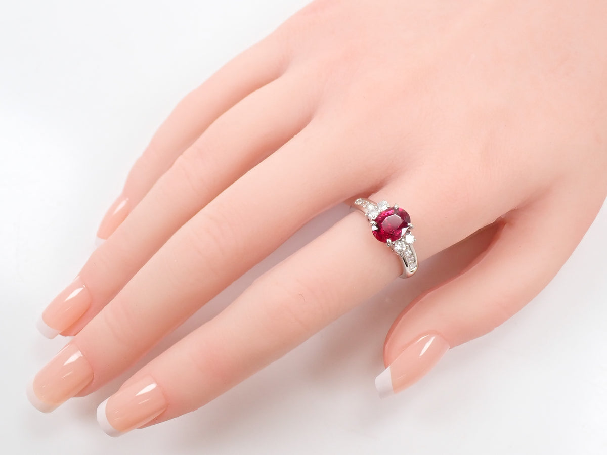 【10/13 22時販売】【カラフリ】Pt900 ルベライト1.308ct・ダイヤモンド0.54ctリング 鑑別書