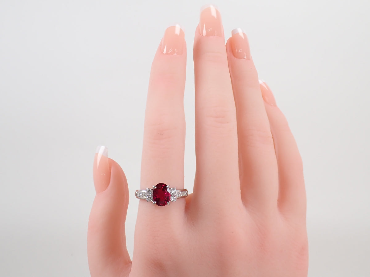 【10/13 22時販売】【カラフリ】Pt900 ルベライト1.308ct・ダイヤモンド0.54ctリング 鑑別書