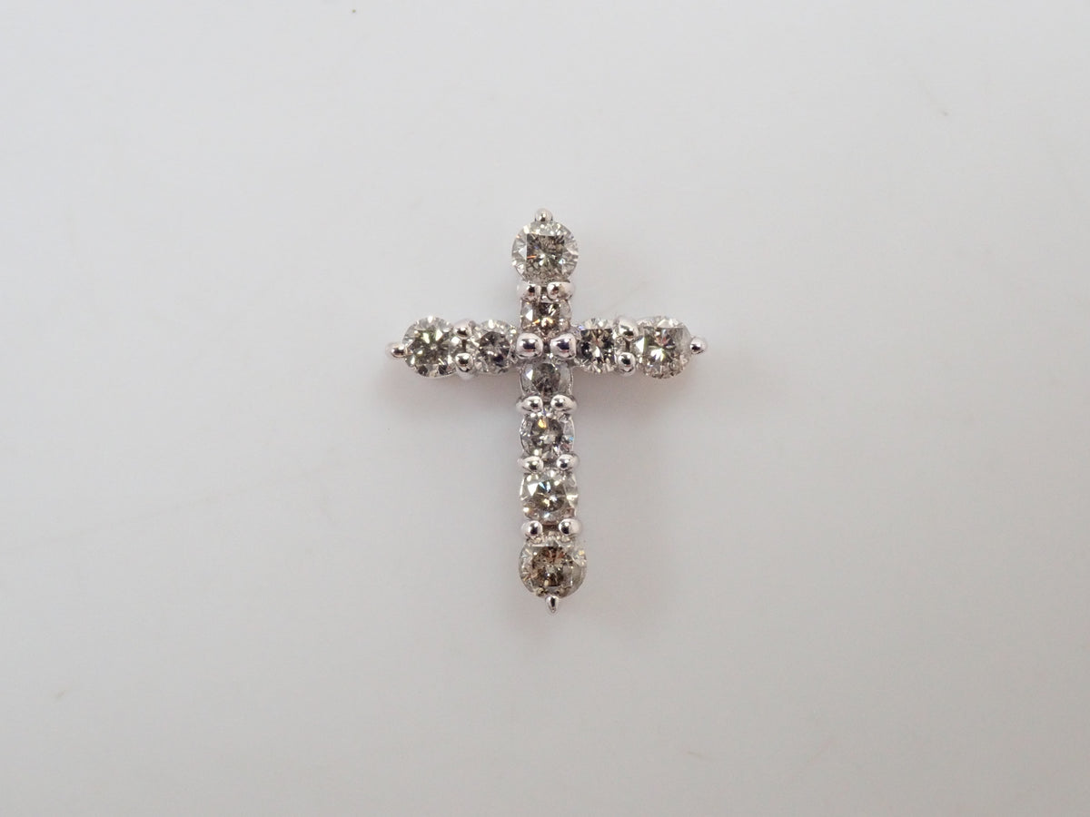 【10/7 22時販売】【カラフリ】K18WG ダイヤモンド 0.5ct クロスモチーフ ペンダントトップ(ネックレストップ)