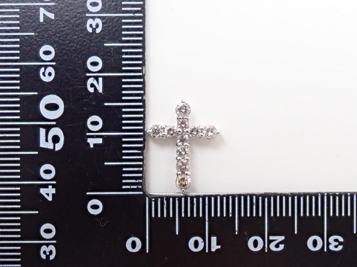 【10/7 22時販売】【カラフリ】K18WG ダイヤモンド 0.5ct クロスモチーフ ペンダントトップ(ネックレストップ)