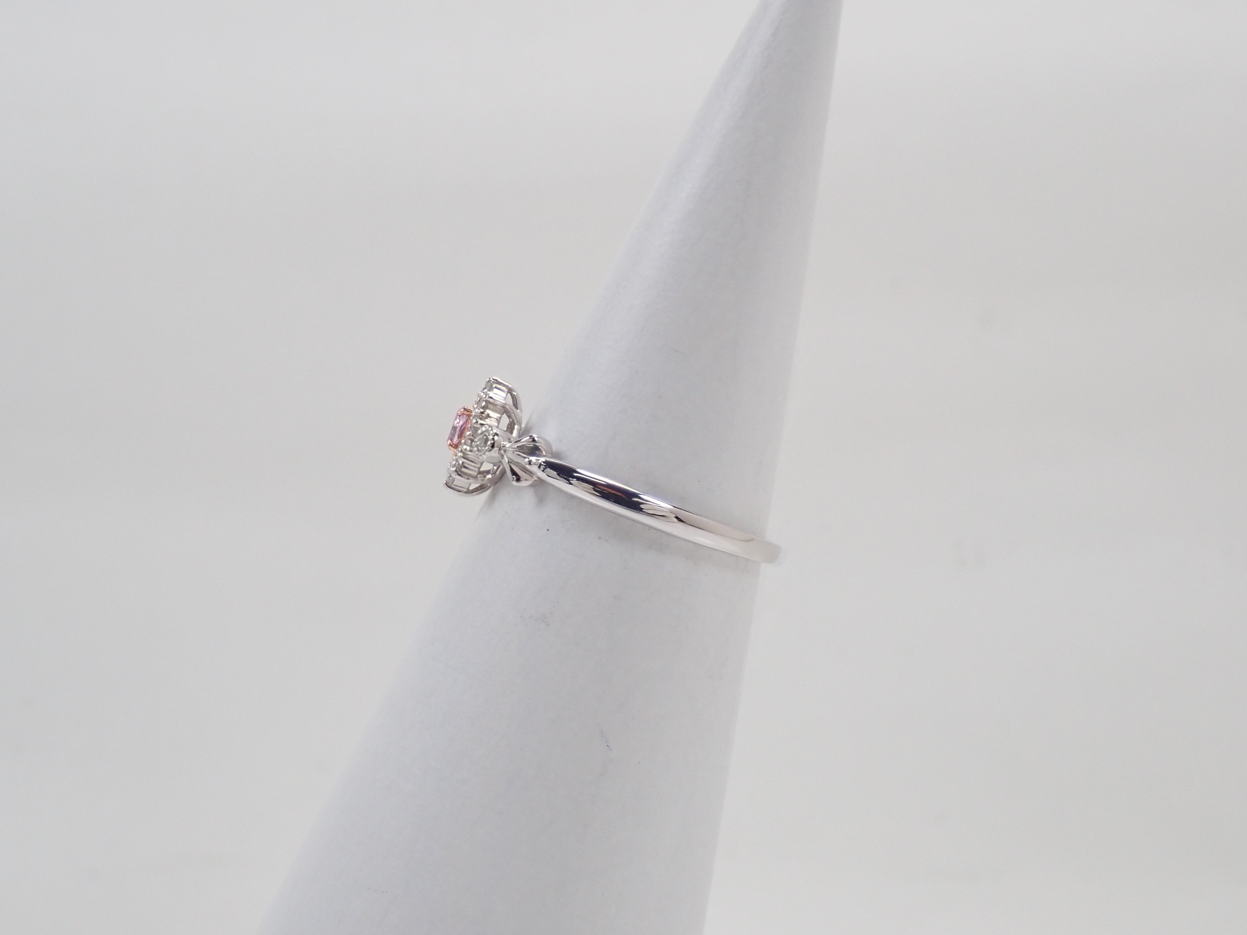 【抽選販売0812_09】Pt950 ピンクダイヤモンド 0.058ct(FANCY INTENSE PURPLE PINK)・ダイヤモンド0.11ctリング 中宝ソーティング