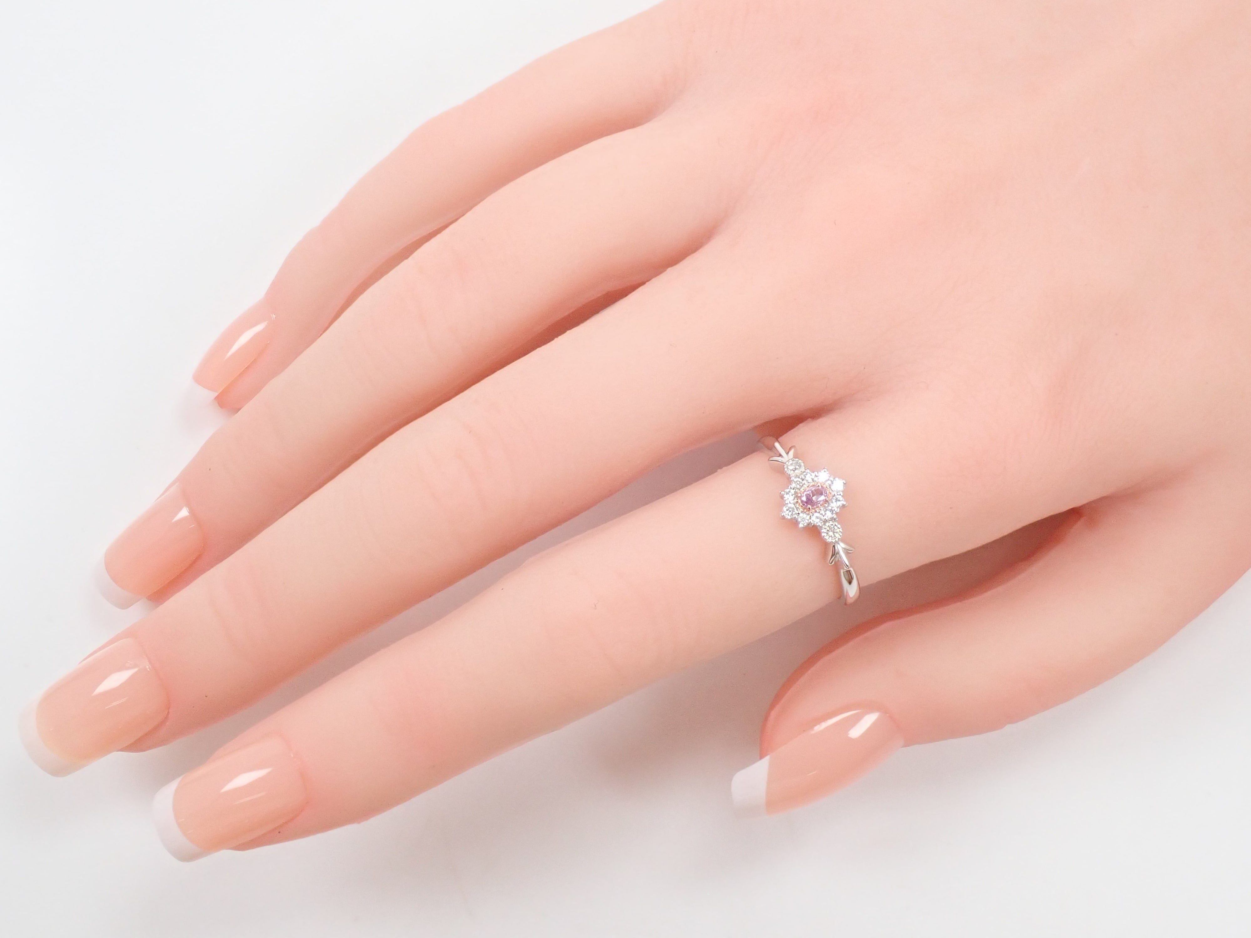 【抽選販売0812_09】Pt950 ピンクダイヤモンド 0.058ct(FANCY INTENSE PURPLE PINK)・ダイヤモンド0.11ctリング 中宝ソーティング