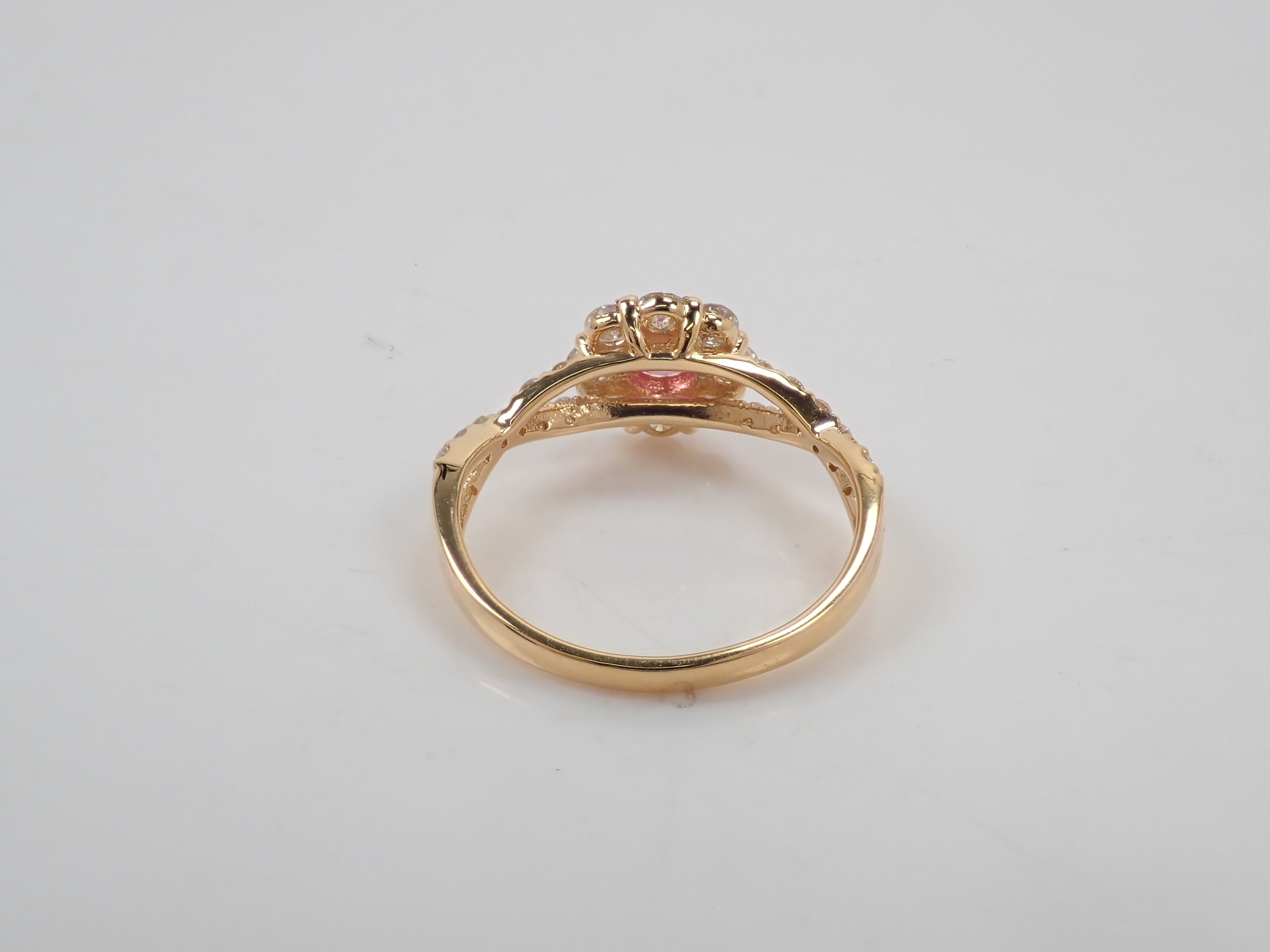 【抽選販売0812_10】K18 マダガスカル産パパラチアサファイア 0.278ct・ダイヤモンド0.67ctリング DGL鑑