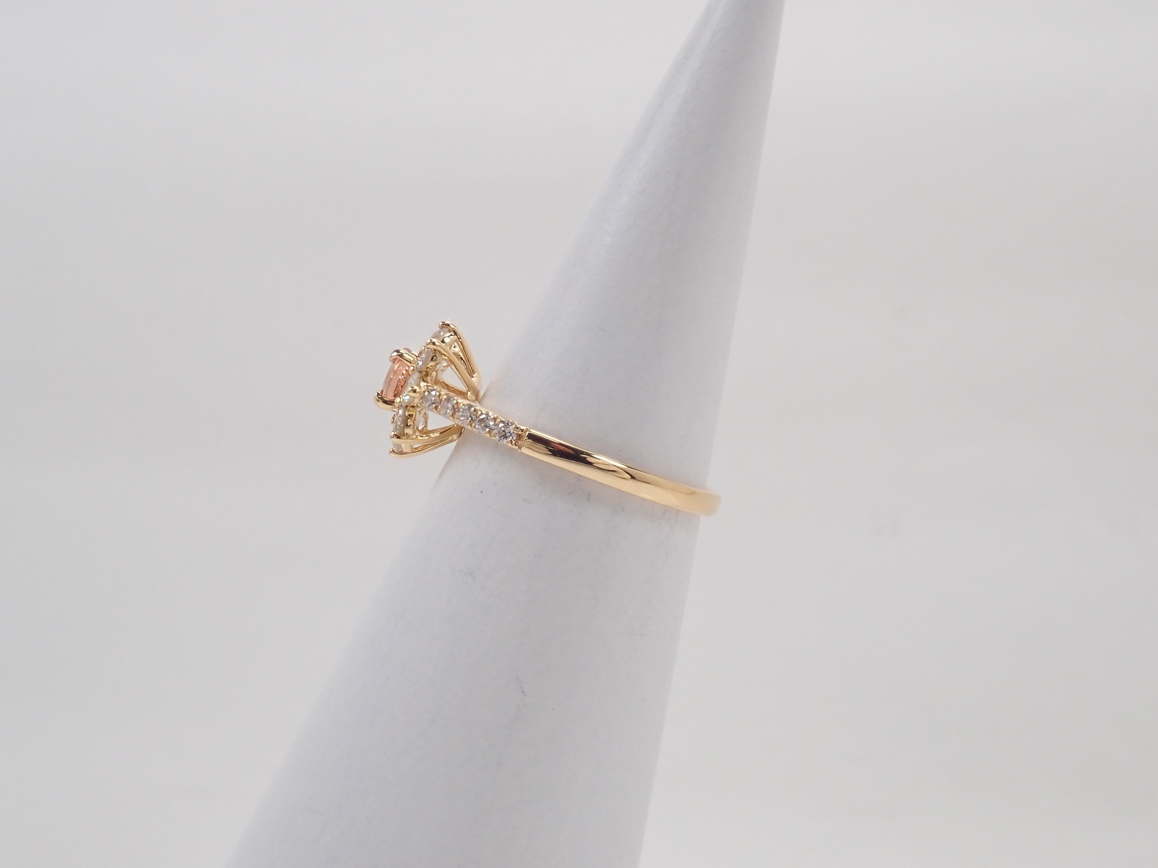 【抽選販売0812_11】K18 マダガスカル産パパラチアサファイア 0.412ct・ダイヤモンド0.57ctリング