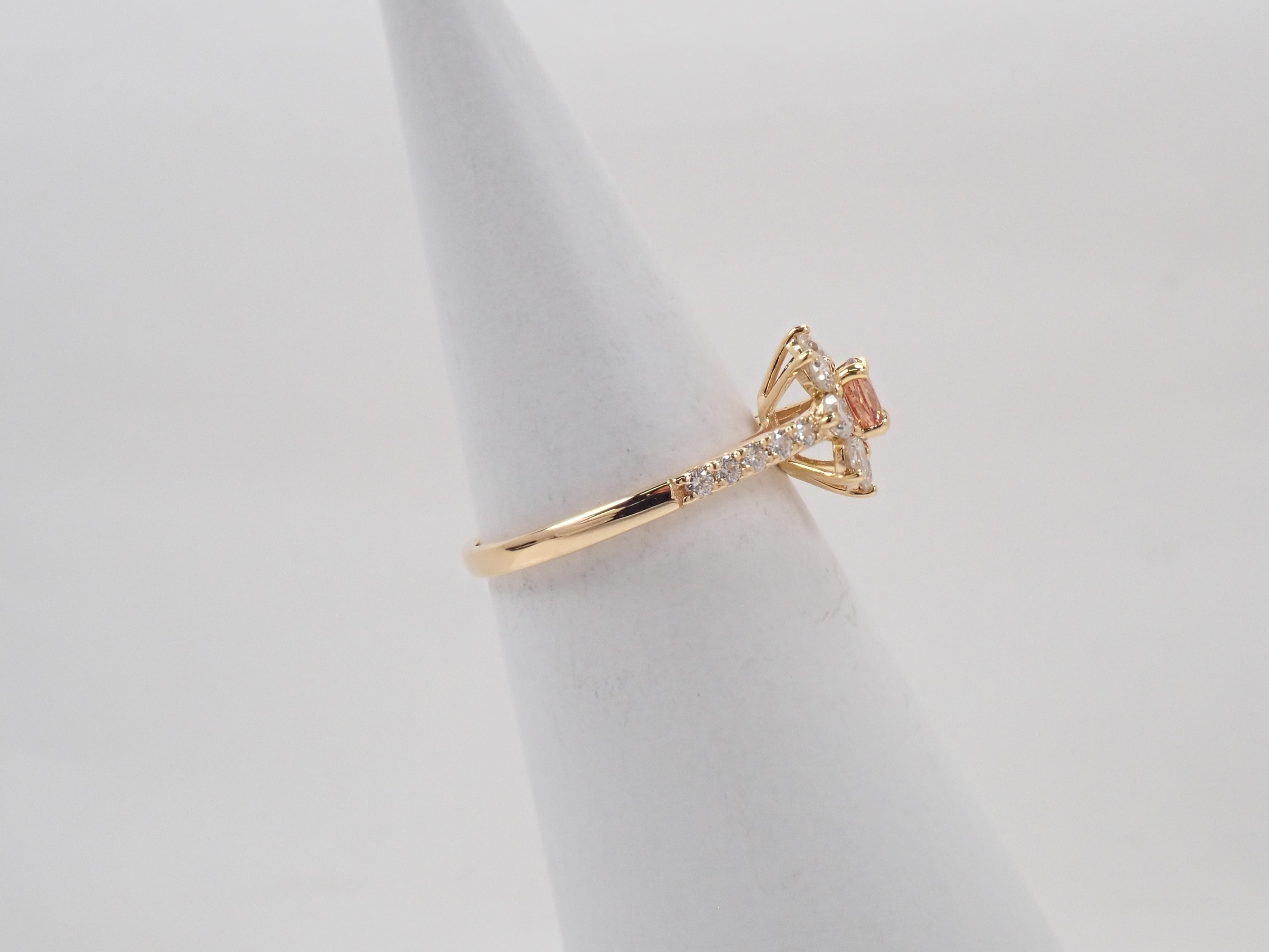 【抽選販売0812_11】K18 マダガスカル産パパラチアサファイア 0.412ct・ダイヤモンド0.57ctリング