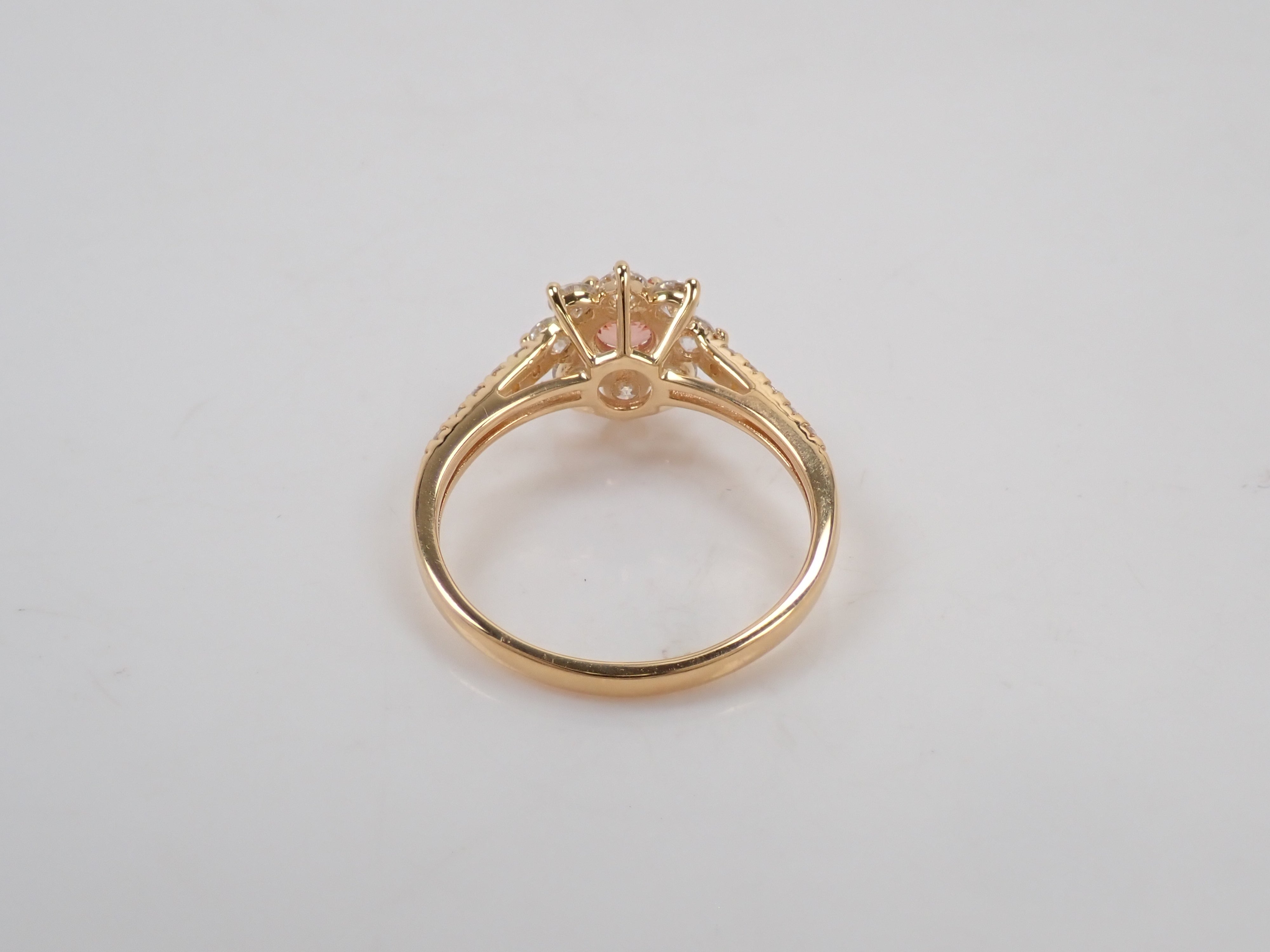 【抽選販売0812_11】K18 マダガスカル産パパラチアサファイア 0.412ct・ダイヤモンド0.57ctリング