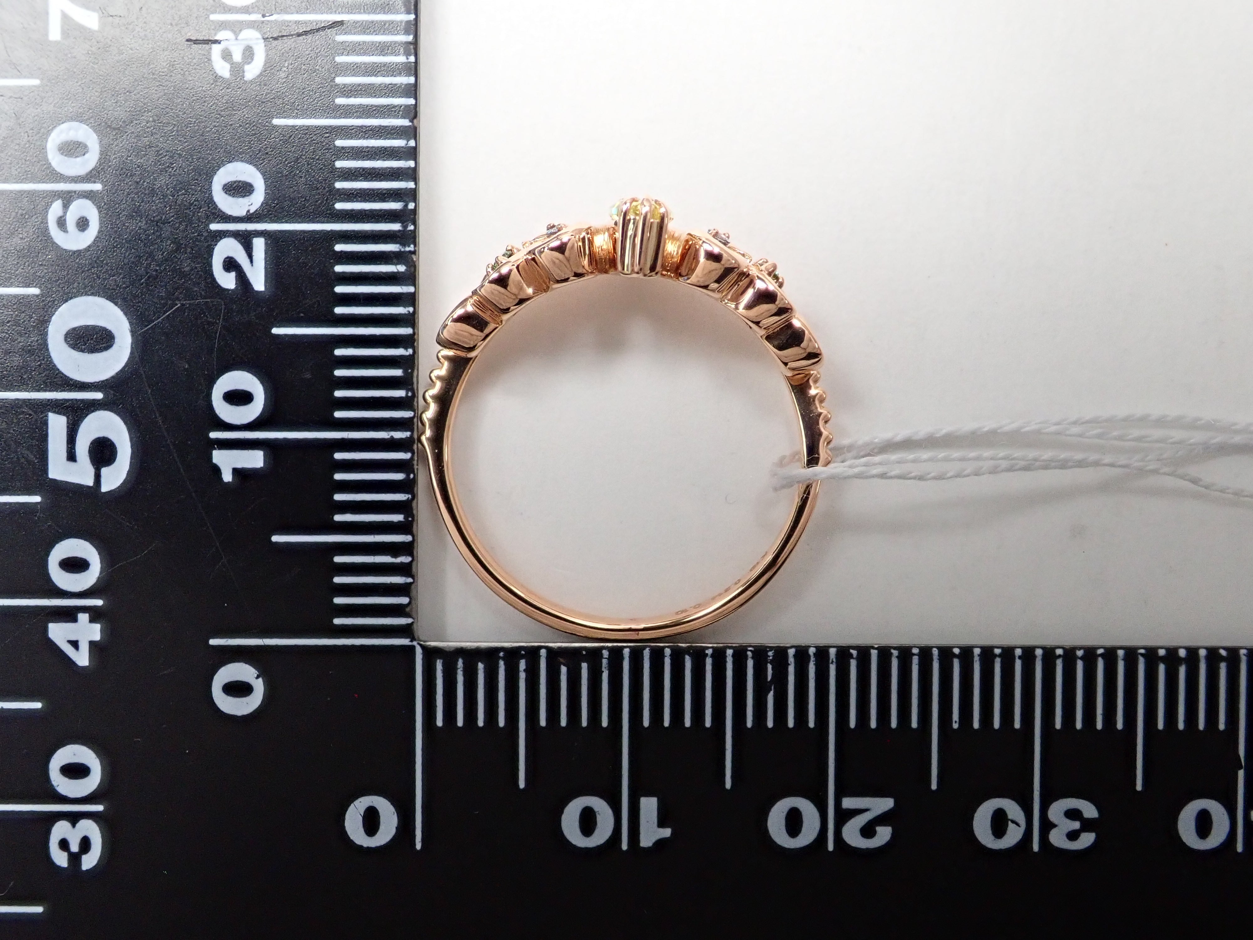 K18PGカナリーイエローダイヤモンド(トリートメント)0.214ct・アレキサンドライトリング 中宝付