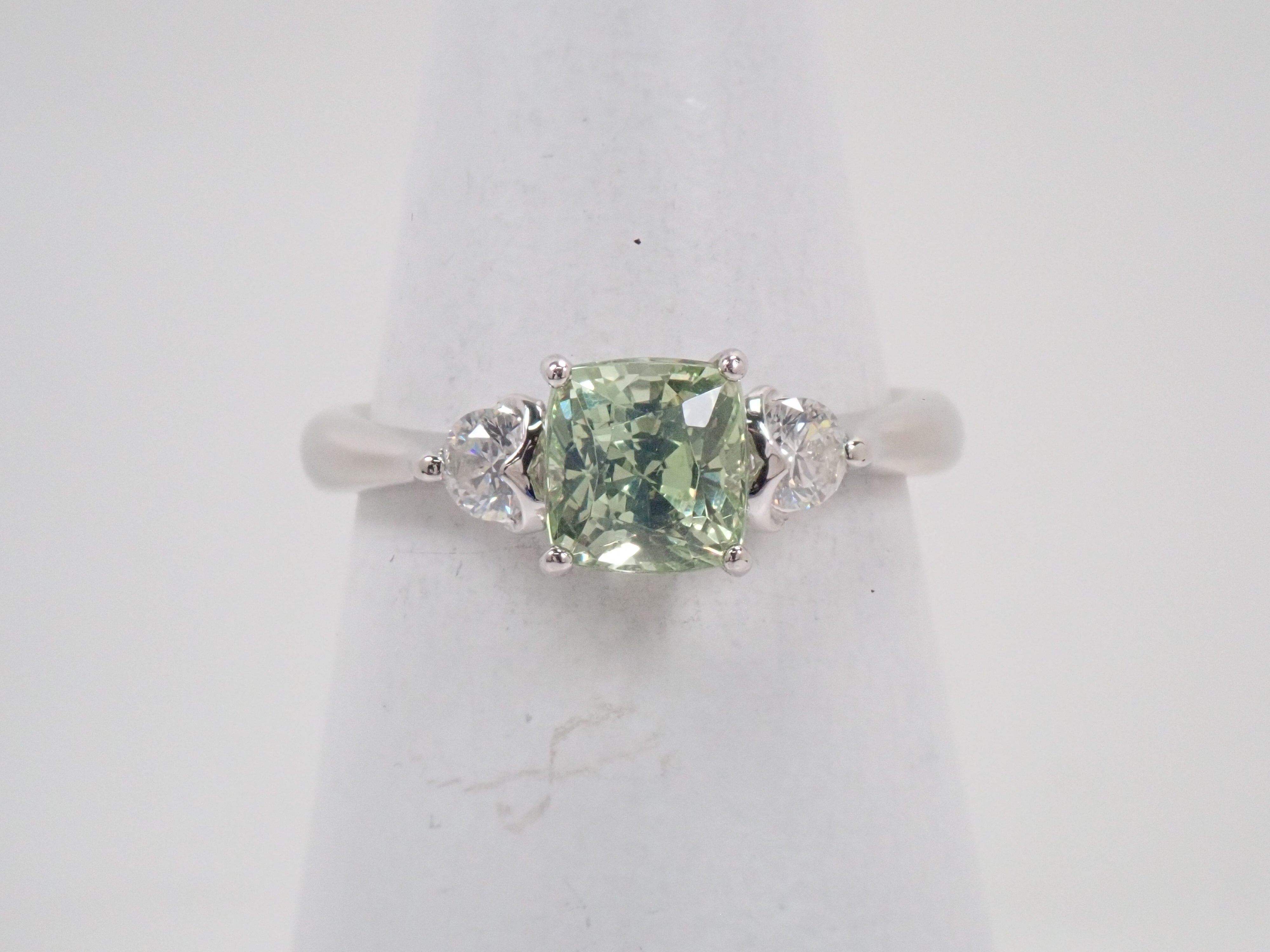 【22602712掲載】【カラフリ】Pt900 グロッシュラーガーネット 1.31ct ダイヤモンド0.24ctリング鑑別書