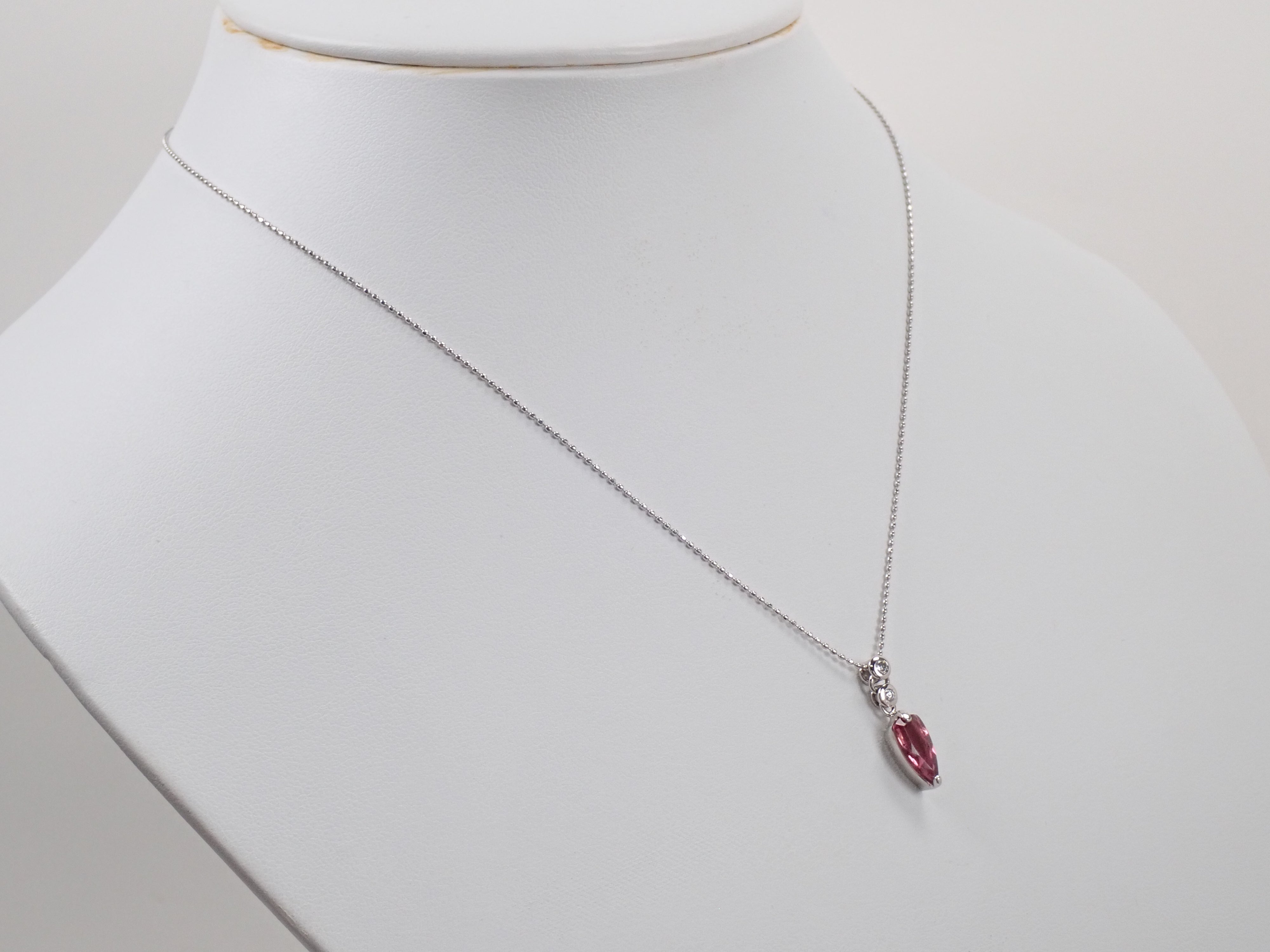 【8/31 22時販売】【カラフリ】Pt900/Pt850 ピンクトルマリン 1.10ct ダイヤモンド0.02ctペンダント(ネックレス)鑑別書