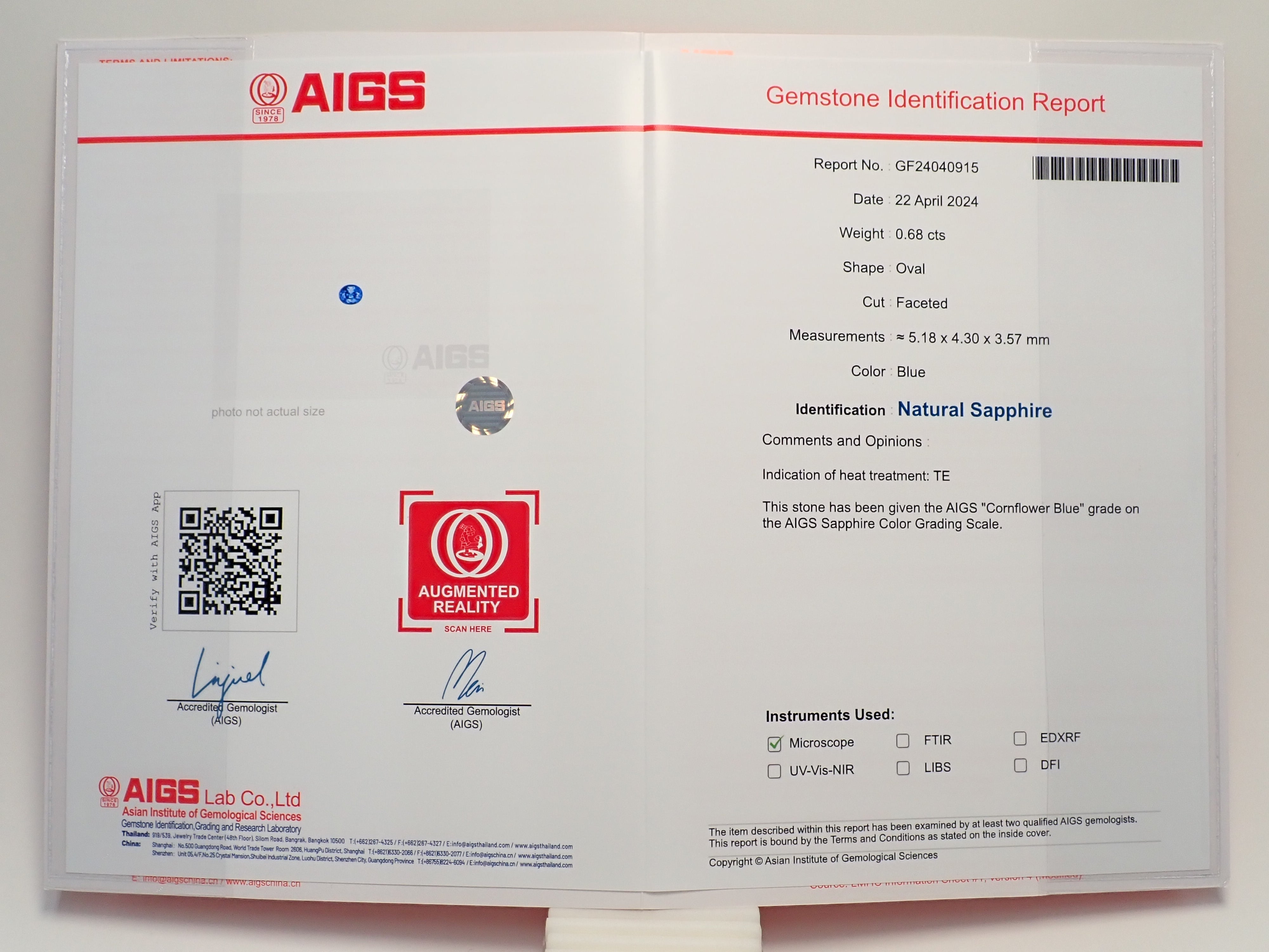 コーンフラワーブルーサファイア 0.680ctルース