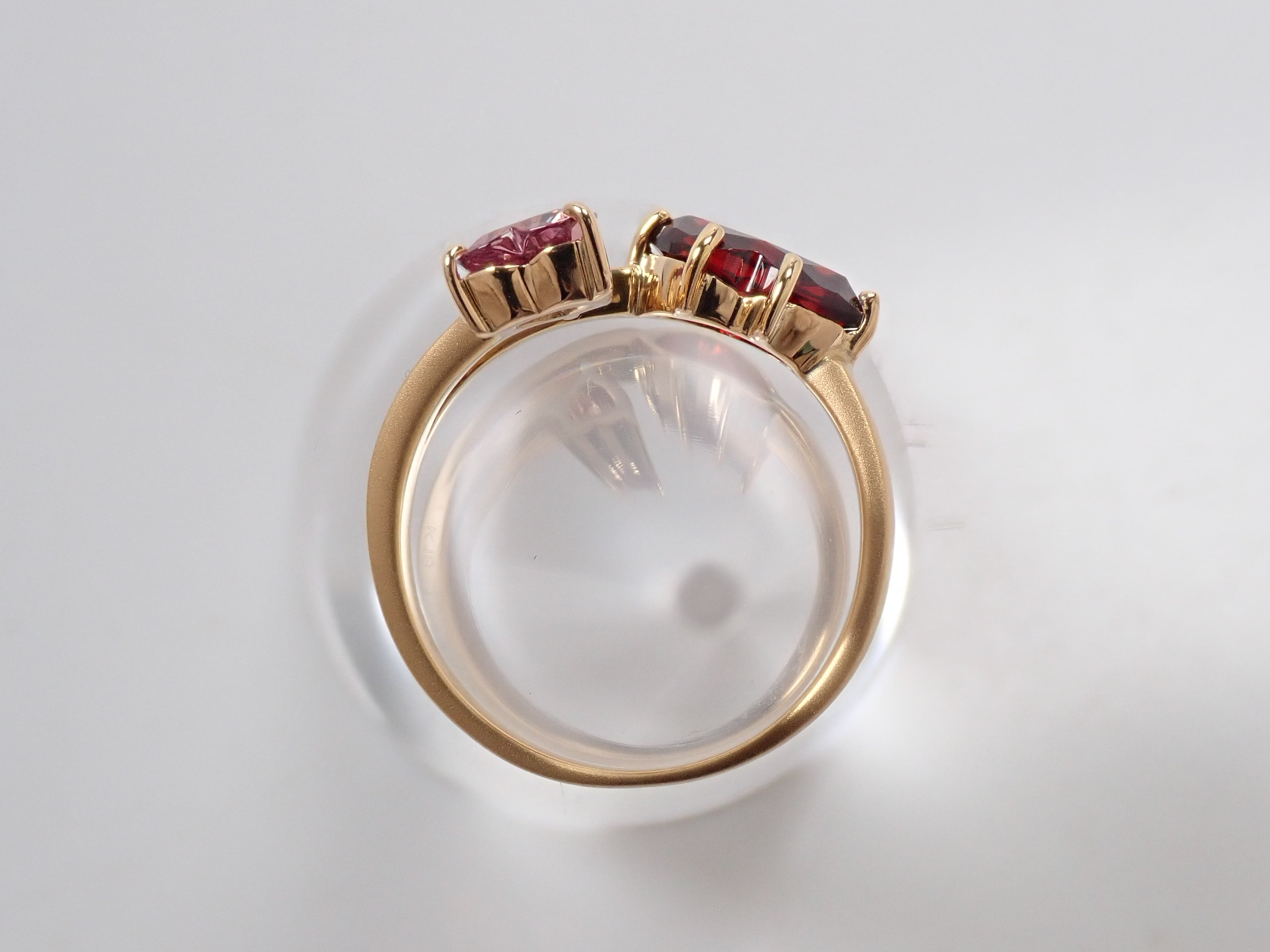 【9/4(金)AM10時〆:抽選販売_12】K18YG タンザニア産アルマンディンガーネット 1.003ct・ピンクサファイアリング