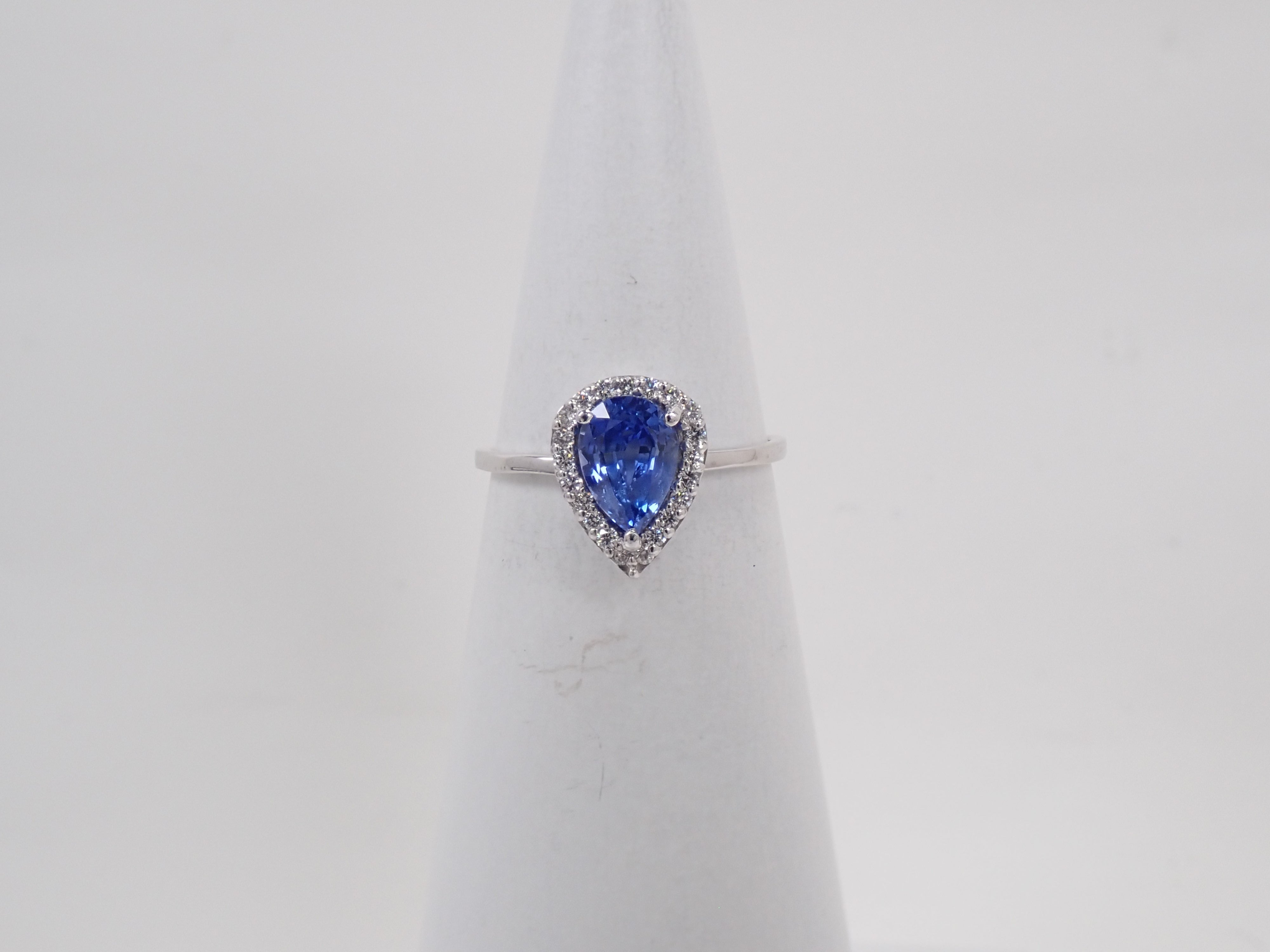 【9/4(金)AM10時〆:抽選販売_11】K18WG スリランカ産ブルーサファイア 1.22ct ダイヤモンド0.14ctリング鑑別書