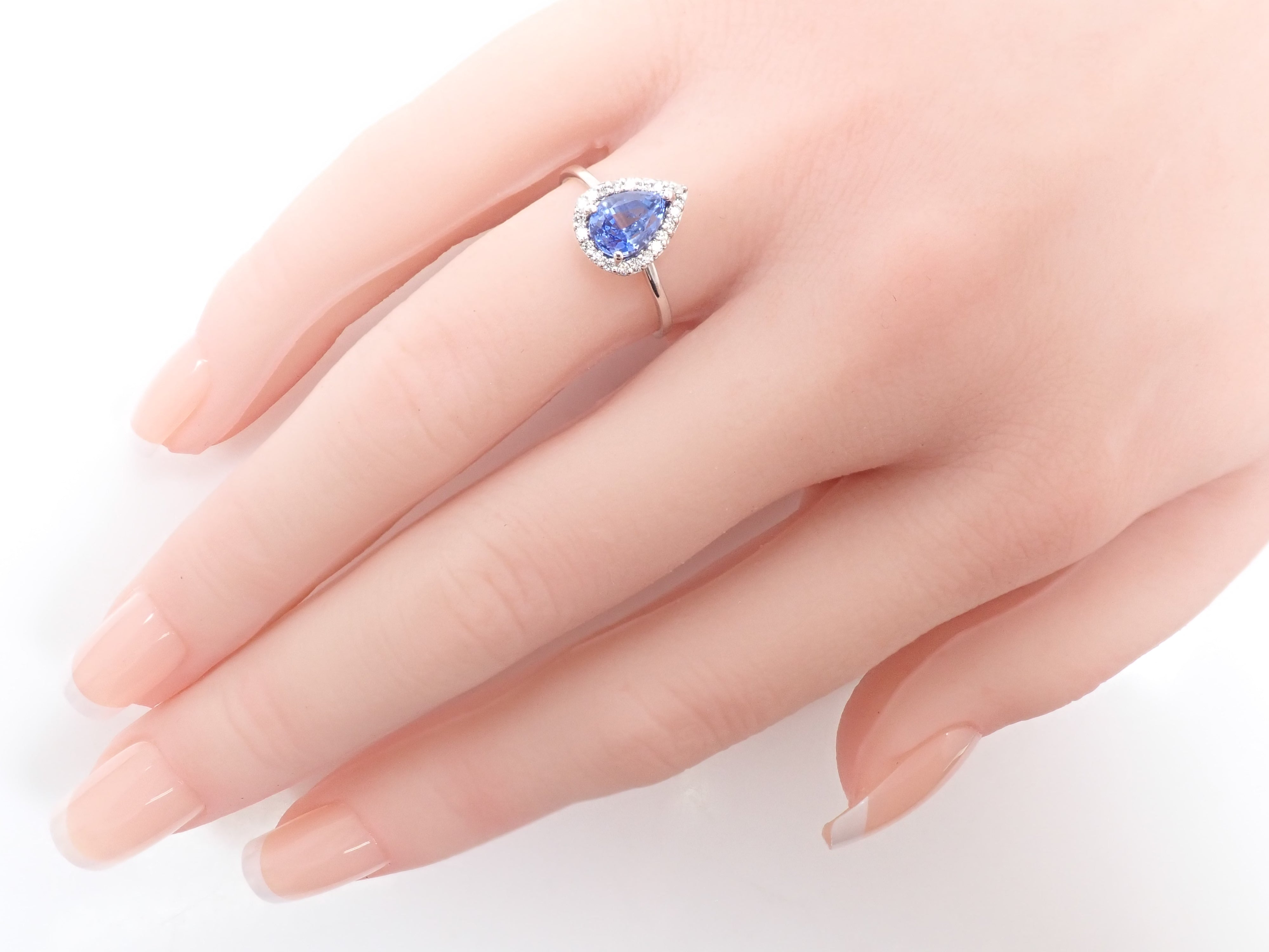 【9/4(金)AM10時〆:抽選販売_11】K18WG スリランカ産ブルーサファイア 1.22ct ダイヤモンド0.14ctリング鑑別書