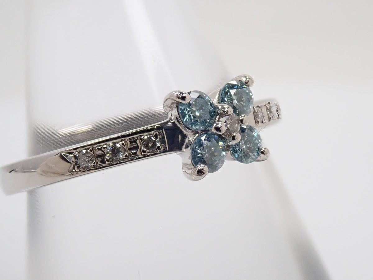 【22602735刊登】【Colori】Pt900 冰藍鑽石(處理)0.24ct 鑽石戒指附鑑定書
