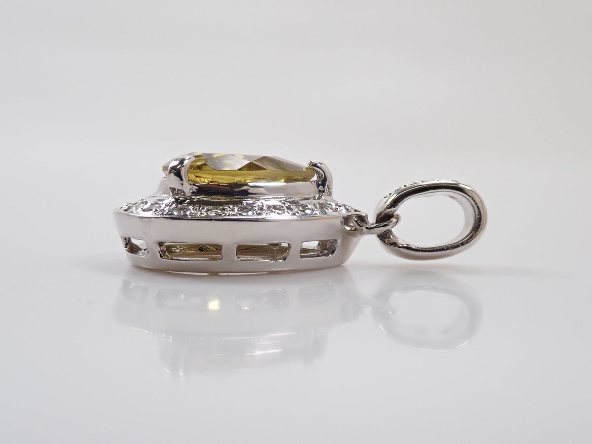 【22602731刊載】【Colorfli】Pt900 金絲雀黃碧璽 配鑽0.15ct 吊墜頭(項鍊墜)附鑒定書