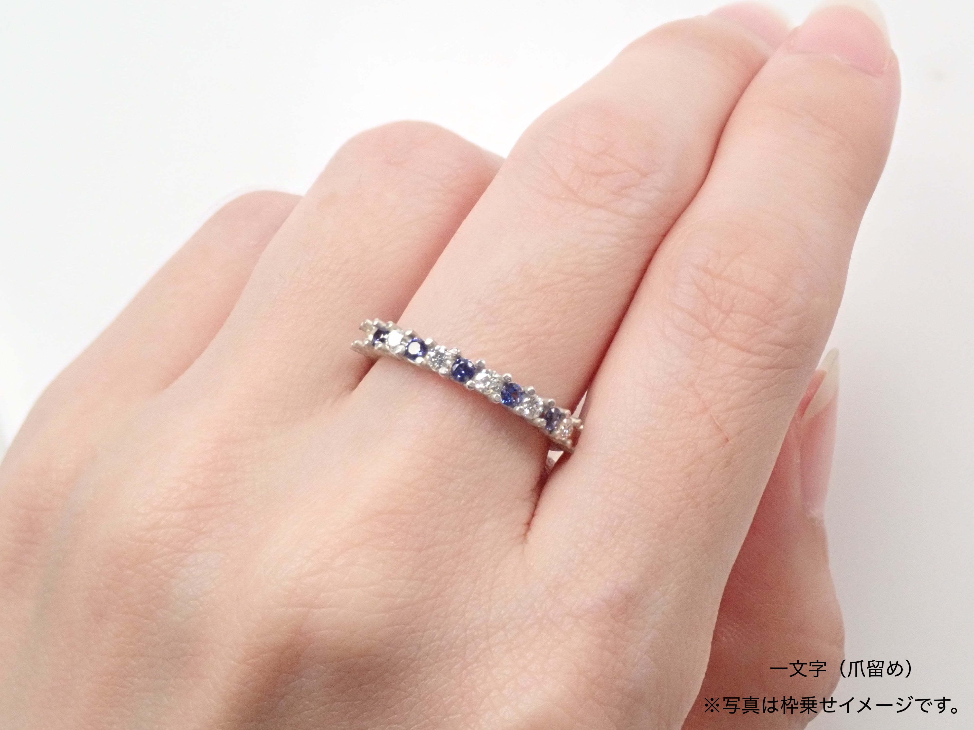 《Top Quality》7顆藍錐石、6顆鑽石(H&C)半永恆戒指組(2.0mm)