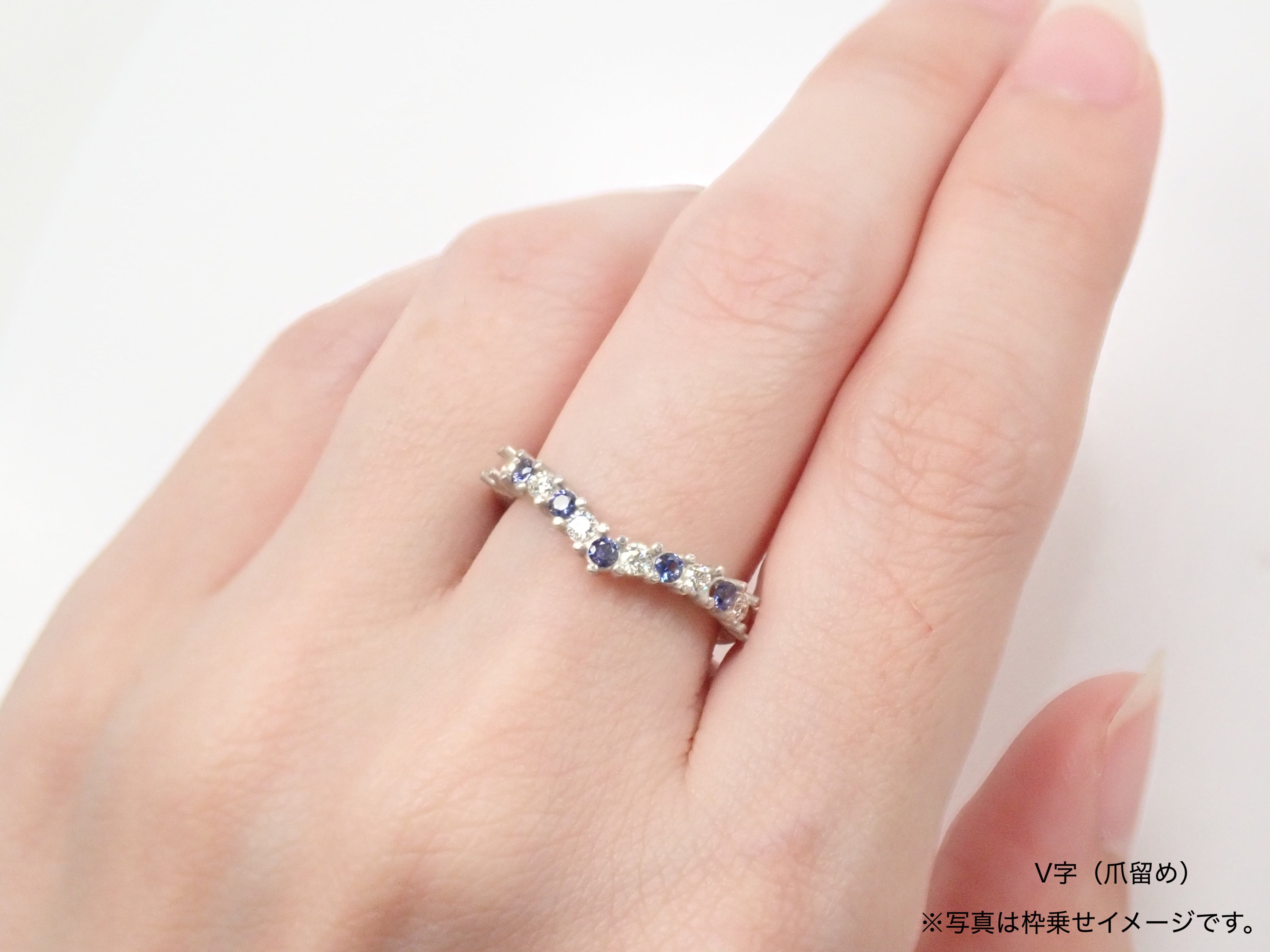 《Top Quality》7顆藍錐石、6顆鑽石(H&C)半永恆戒指組(2.0mm)