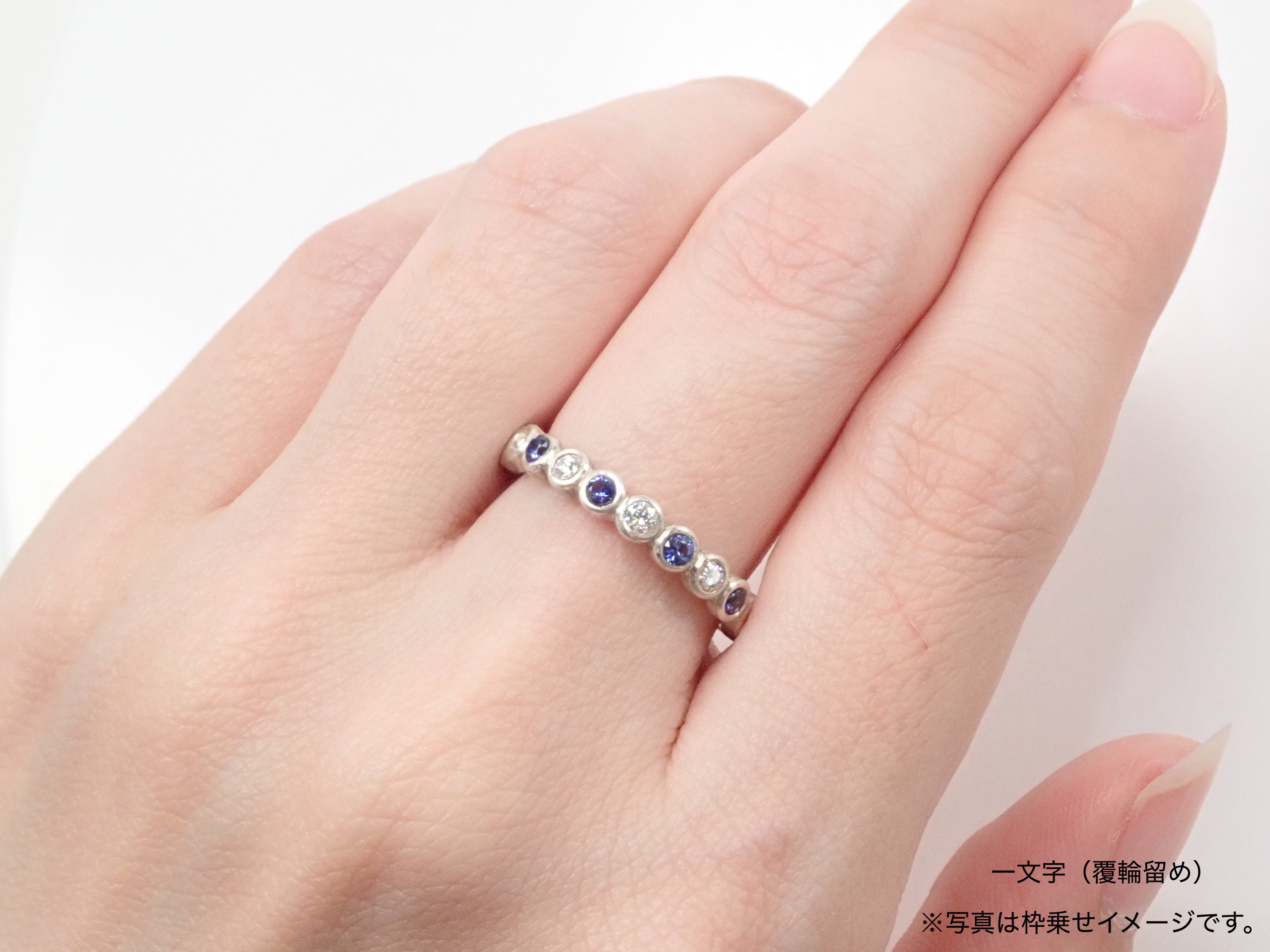 《Top Quality》7顆藍錐石、6顆鑽石(H&C)半永恆戒指組(2.0mm)