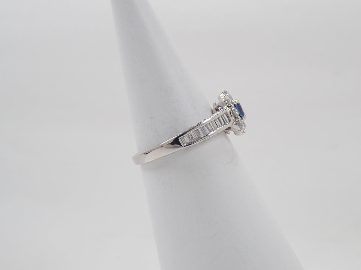【9/14 22時販売】【カラフリ】Pt900 ロイヤルブルーサファイア 0.361ct・ダイヤモンド0.86ctリング鑑別書