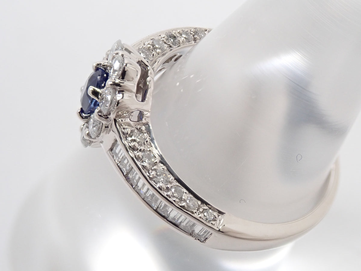 【9/14 22時販売】【カラフリ】Pt900 ロイヤルブルーサファイア 0.361ct・ダイヤモンド0.86ctリング鑑別書