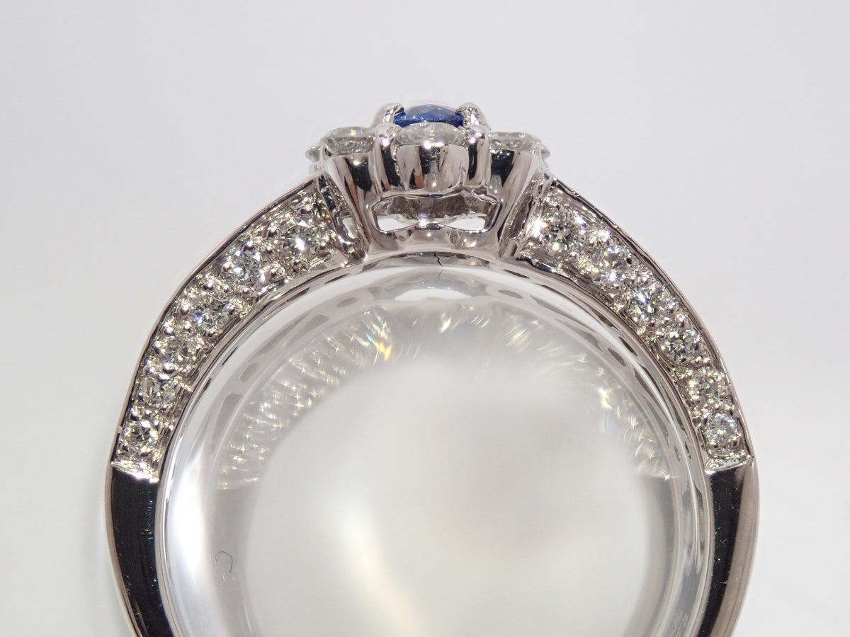 【9/14 22時販売】【カラフリ】Pt900 ロイヤルブルーサファイア 0.361ct・ダイヤモンド0.86ctリング鑑別書