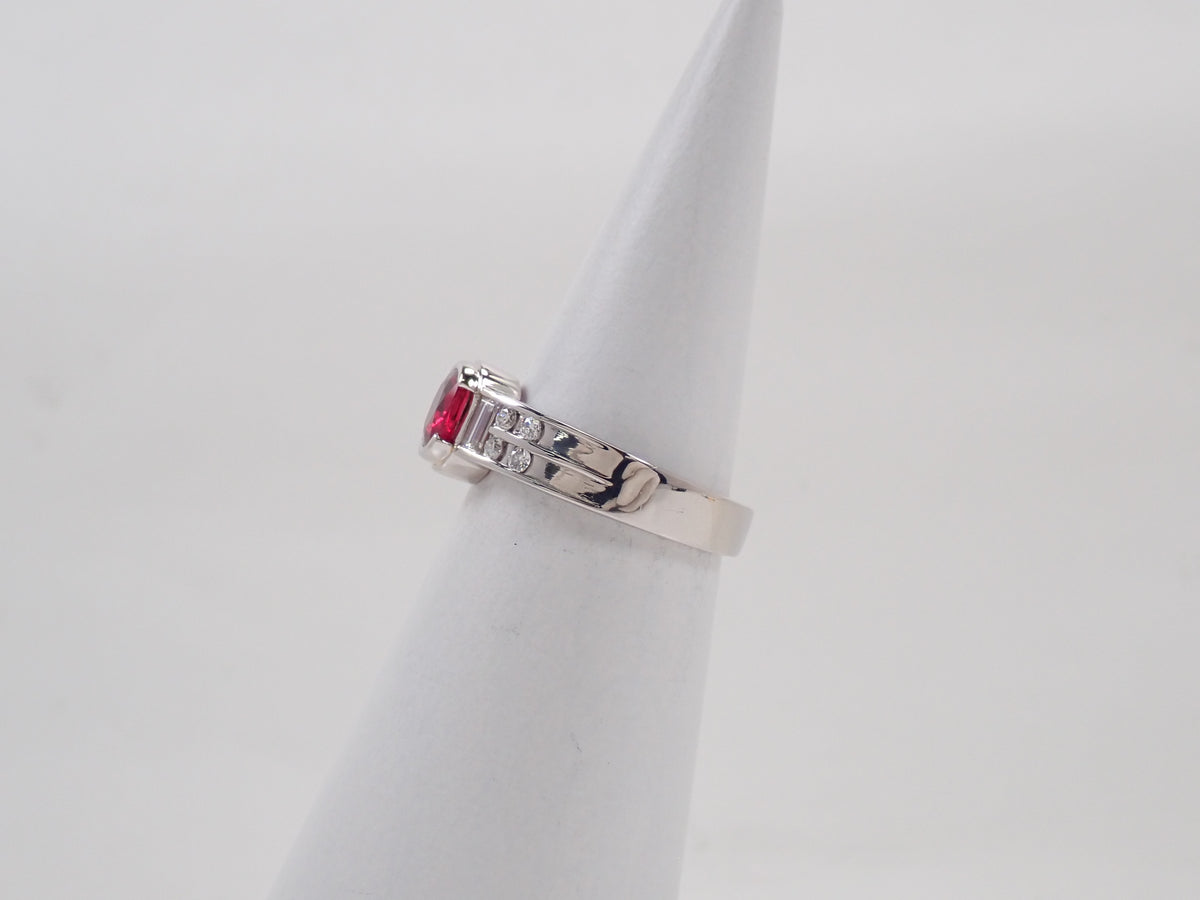 【9/14 22時販売】【カラフリ】Pt900 ルビー 0.71ct・ダイヤモンド 0.24ctリング鑑別書