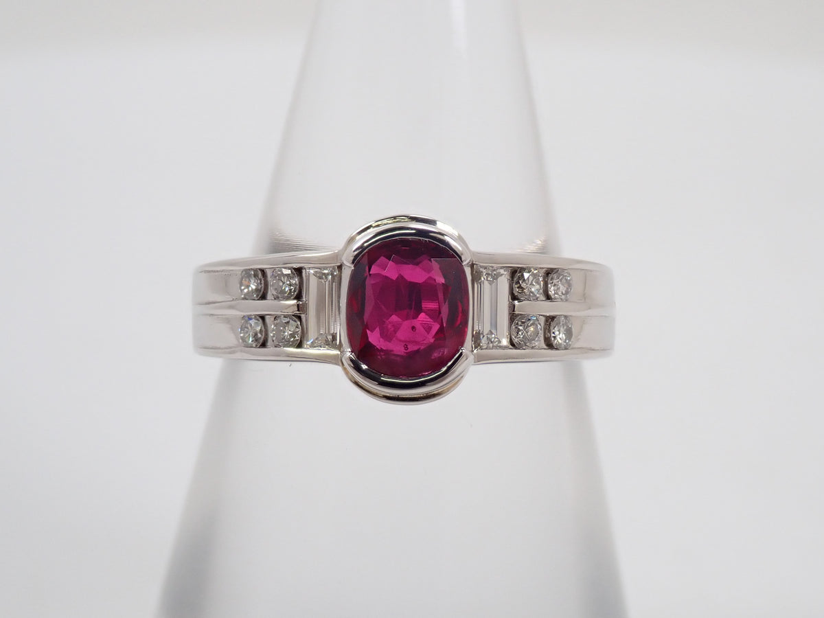 【9/14 22時販売】【カラフリ】Pt900 ルビー 0.71ct・ダイヤモンド 0.24ctリング鑑別書