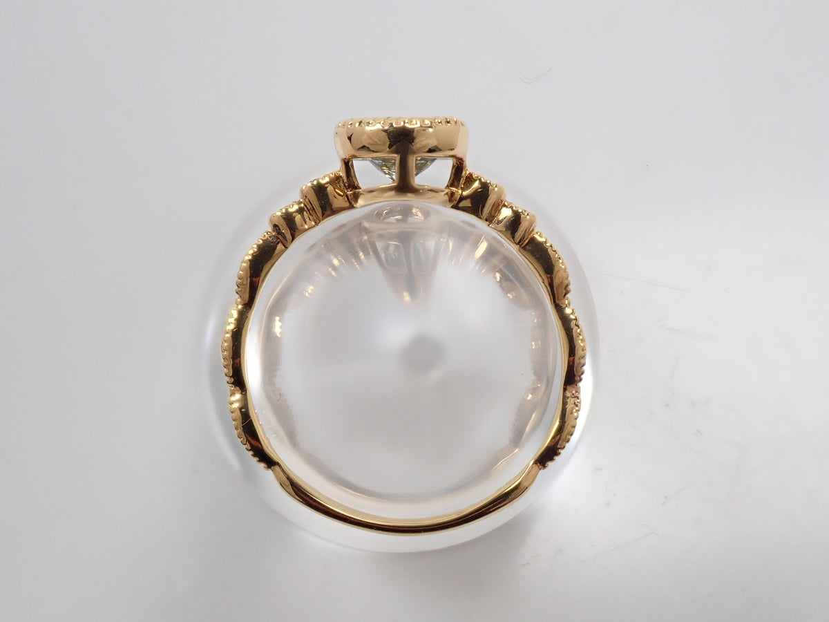 【9/20 22時販売】【カラフリ】K18 アクアマリン 0.65ct・ダイヤモンド0.02ctリング 鑑別カード