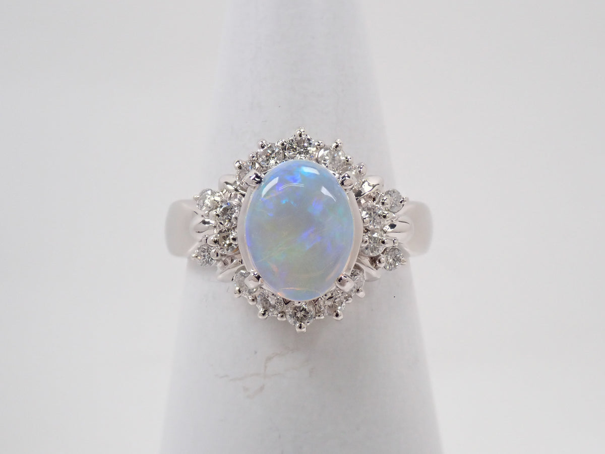 Pt900 オパール 1.10ct ダイヤモンド0.46ctリング