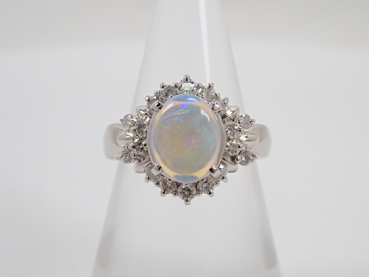 Pt900 オパール 1.10ct ダイヤモンド0.46ctリング